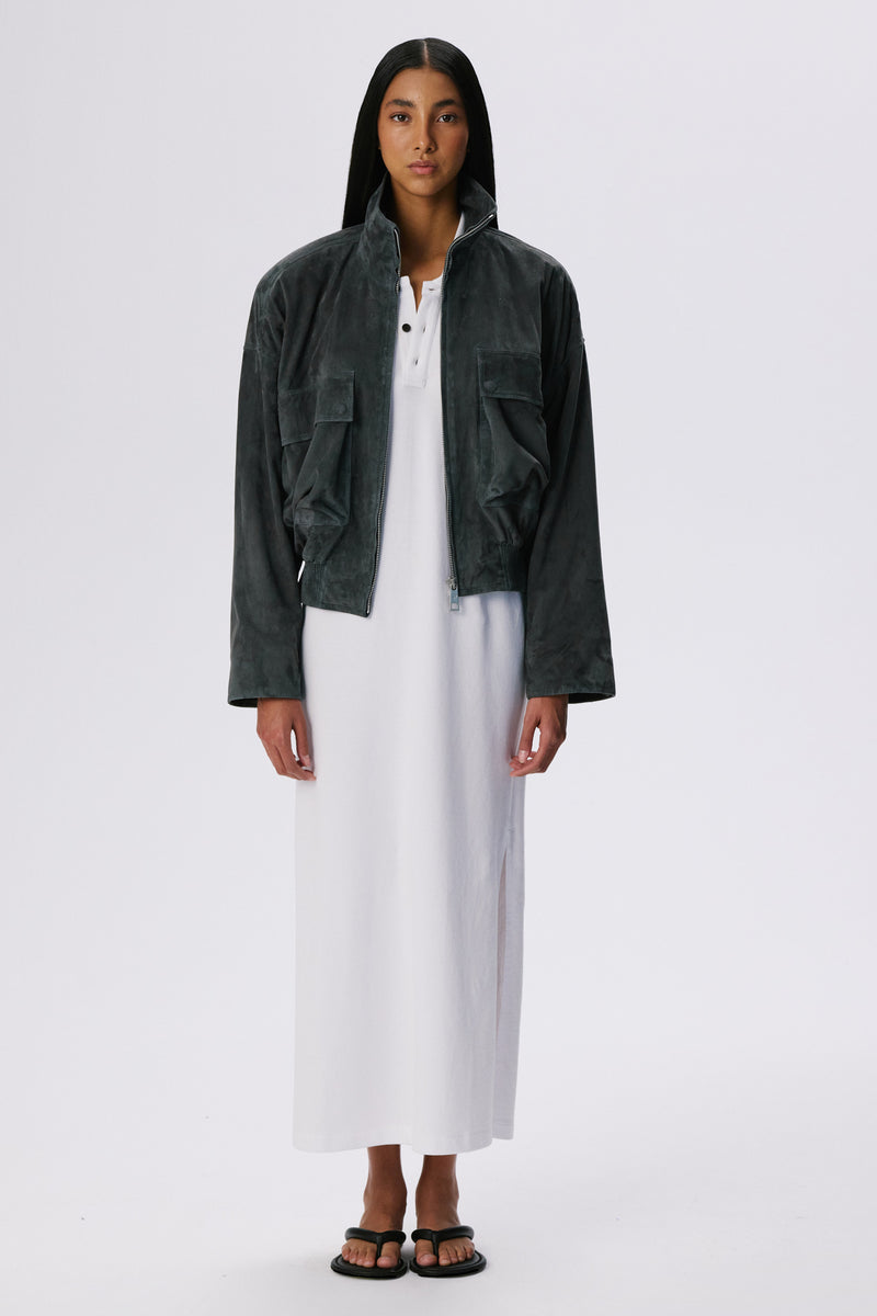 Fluid Bomber Jacket | Metis Suede – Graphite