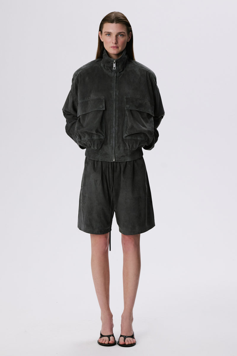 Fluid Bomber Jacket | Metis Suede – Graphite