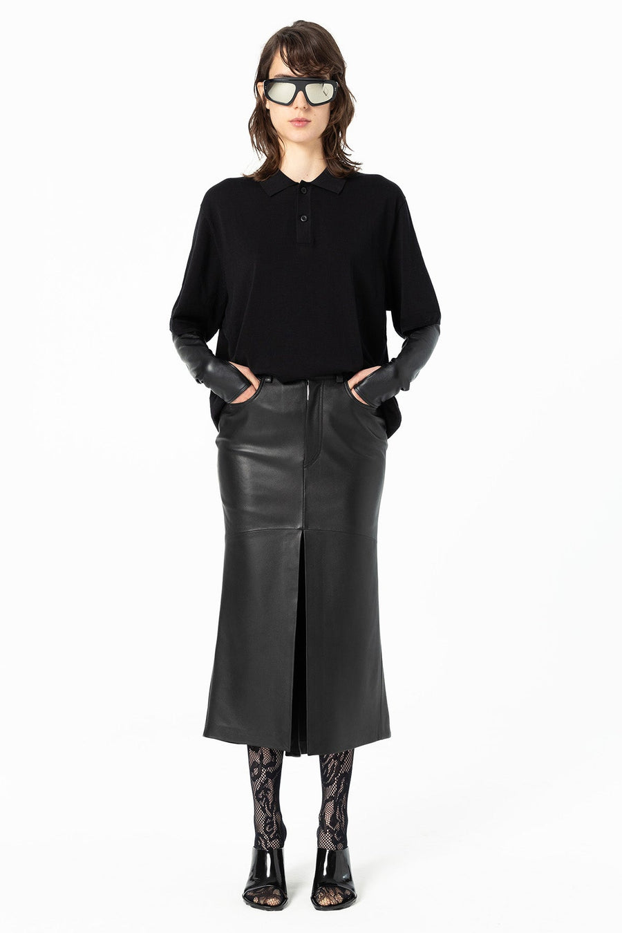Ocean Skirt | Leather - Black