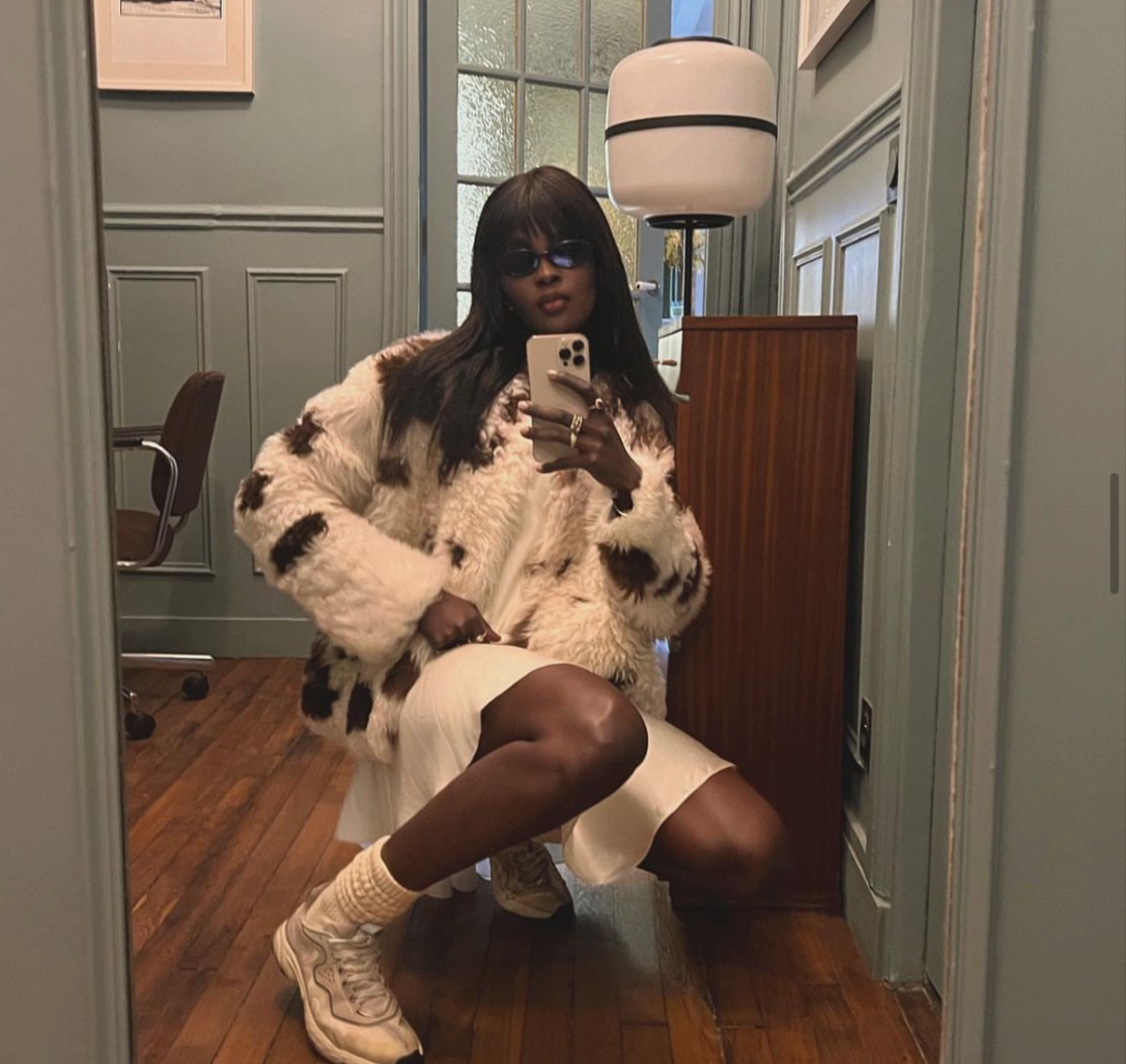 AMY JULIETTE LEFÉVRE IN NEW BABY SHEARLING JACKET
