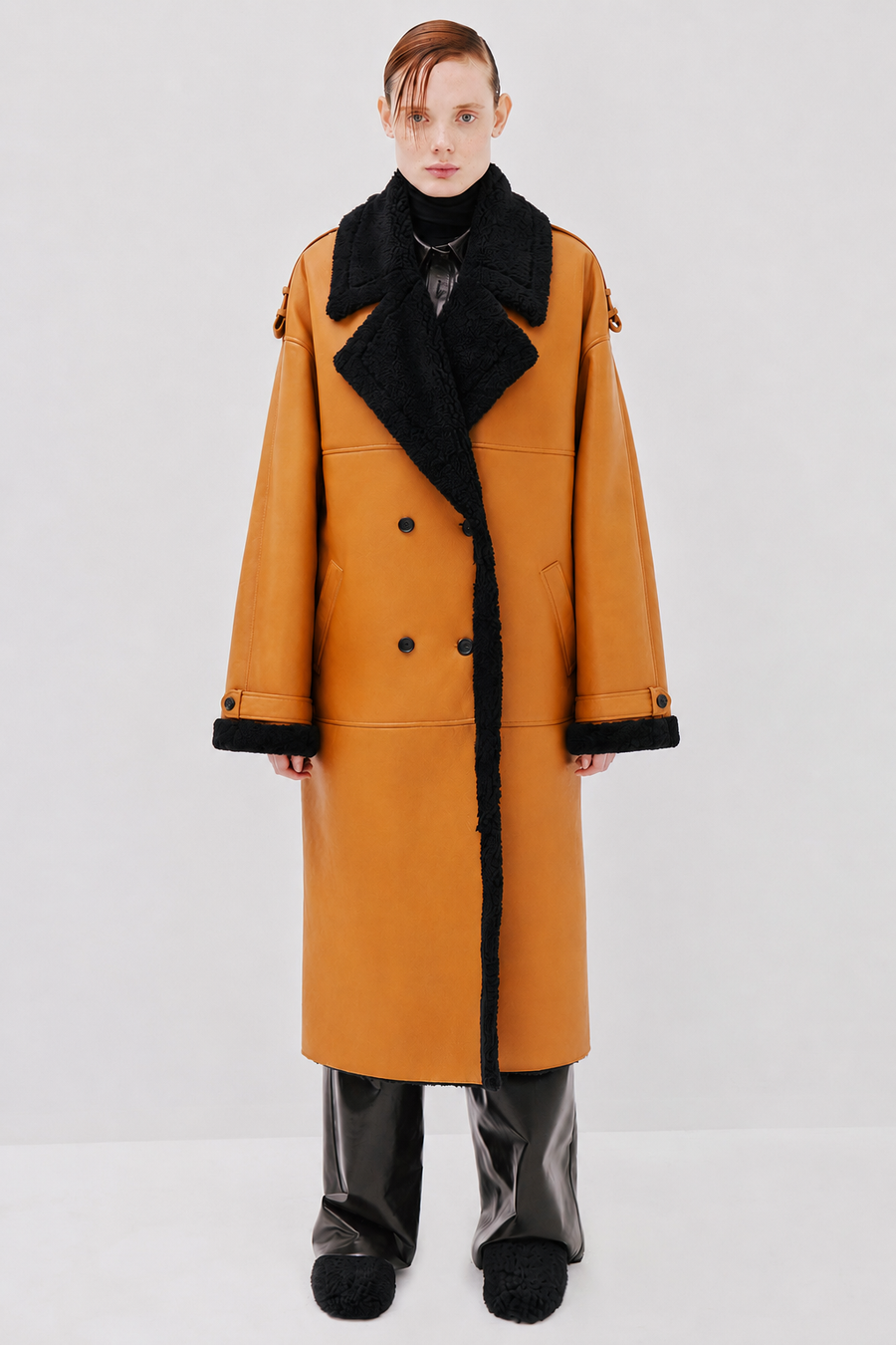Grace Coat | Icelandic Shearling - Black & Whisky