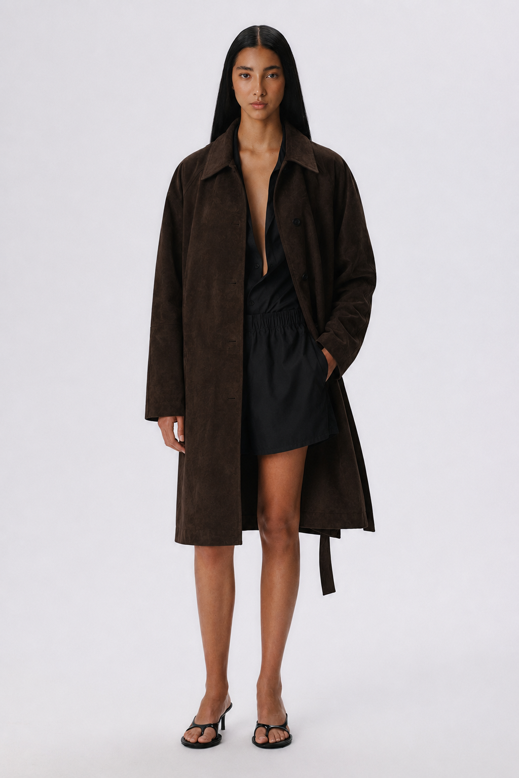 Slow Dance Trench Coat | Suede – Chocolate