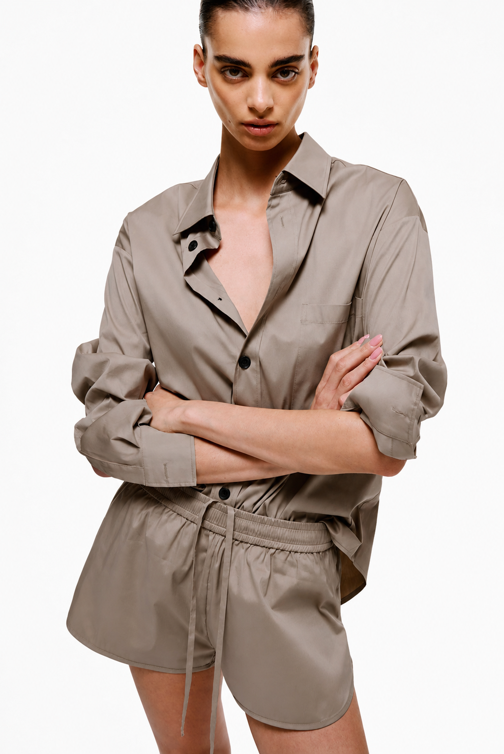 Speed Up Shorts | Cotton Poplin – Taupe