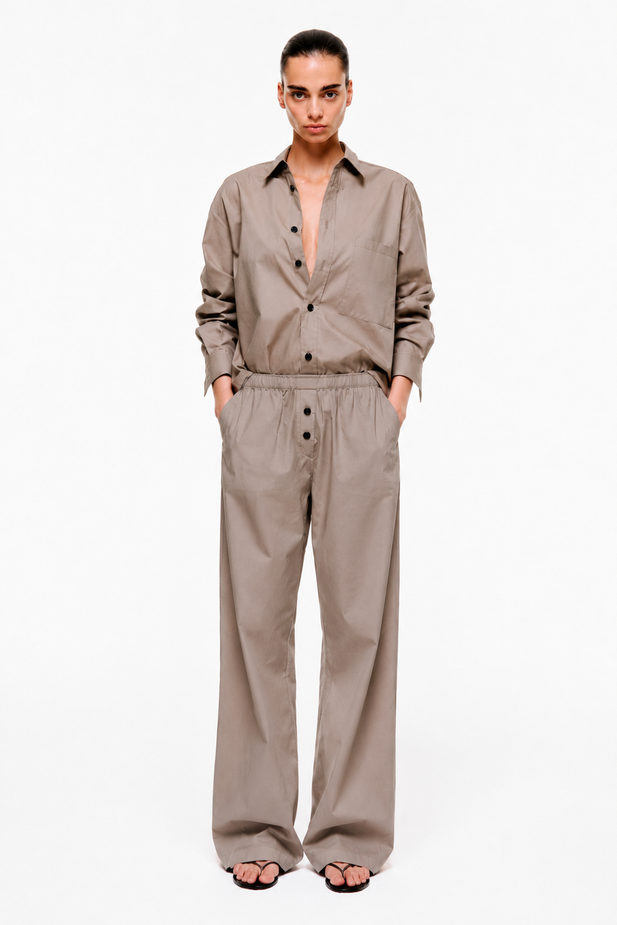 Lounge Pants | Cotton Poplin – Light Taupe