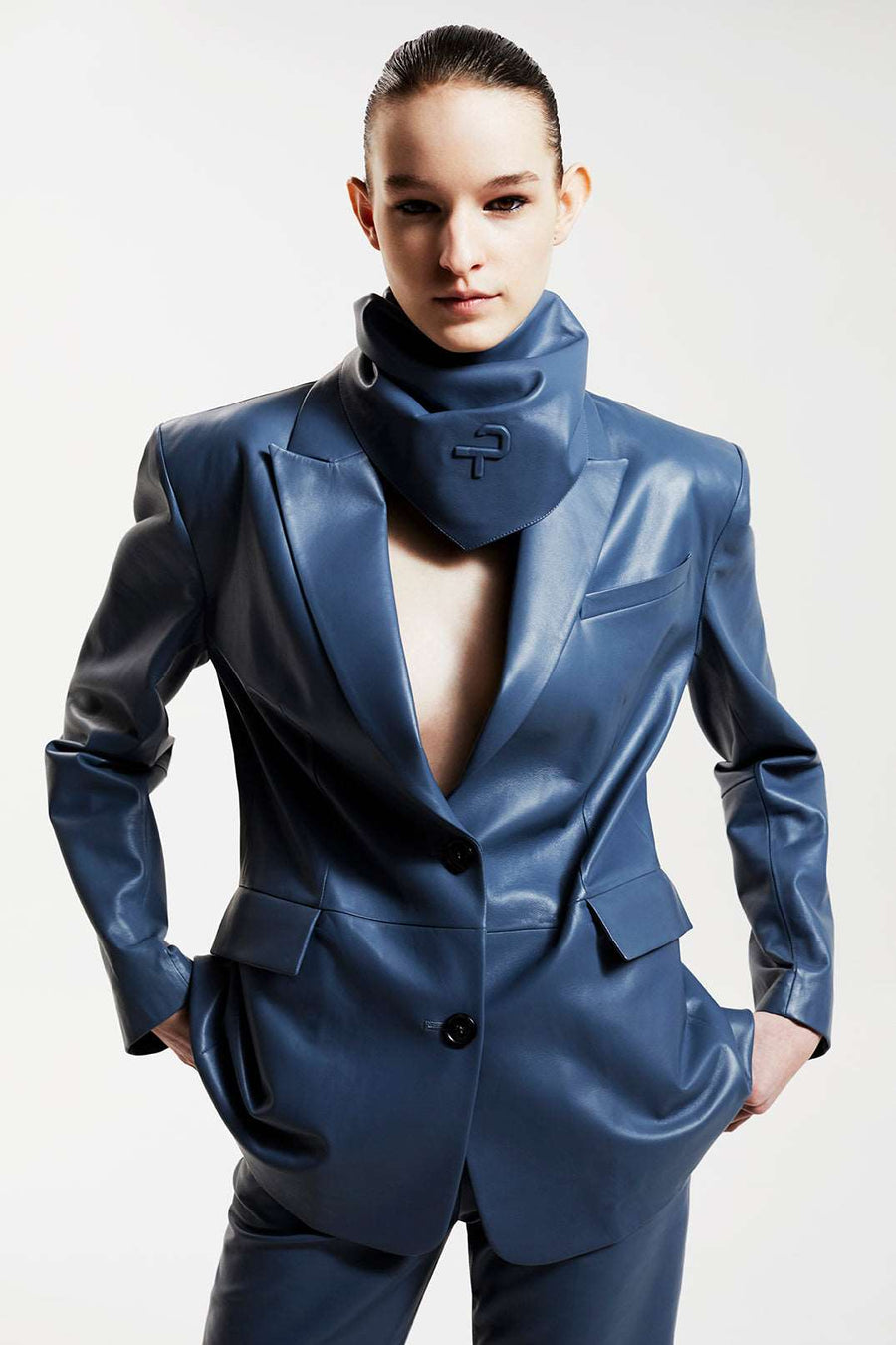 "Power" Blazer Suit Jacket - Gray Blue