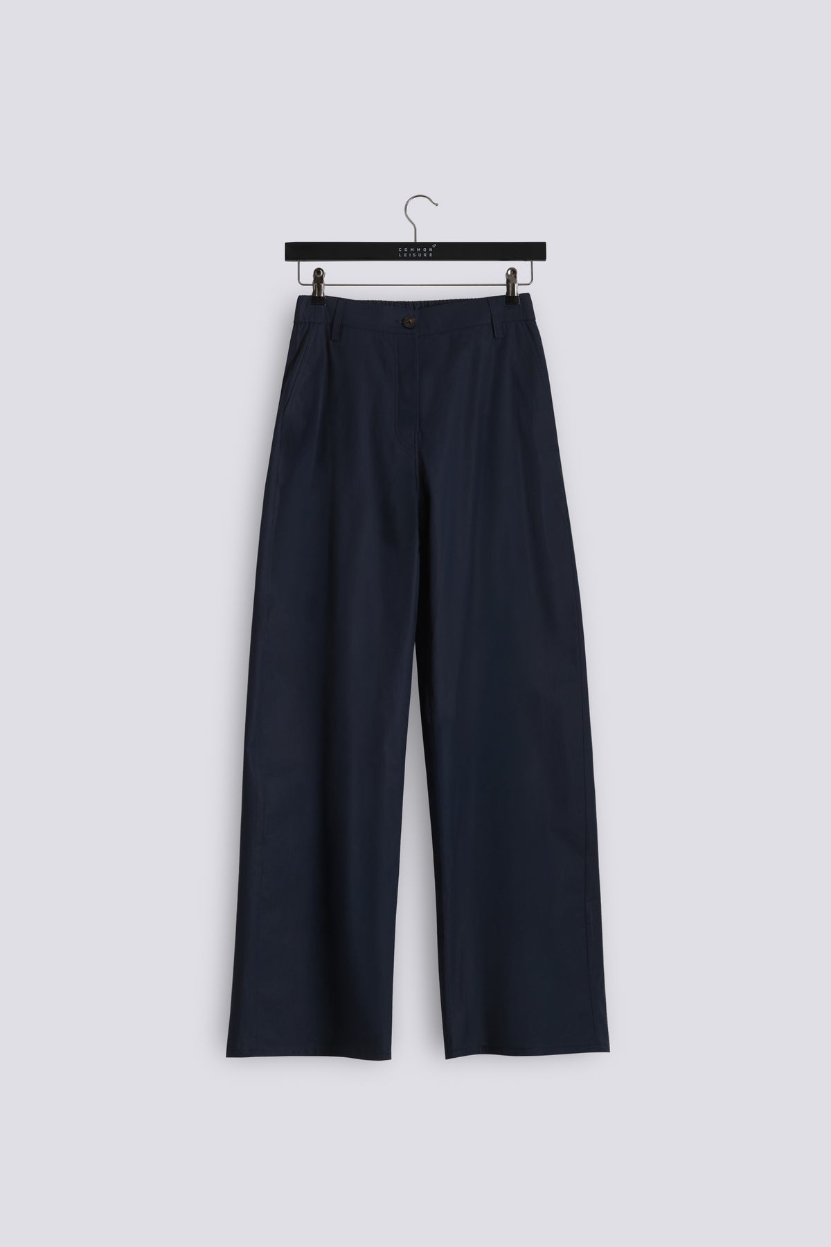 Soft Curve Barrel Pants | Cotton Poplin – Blue Black