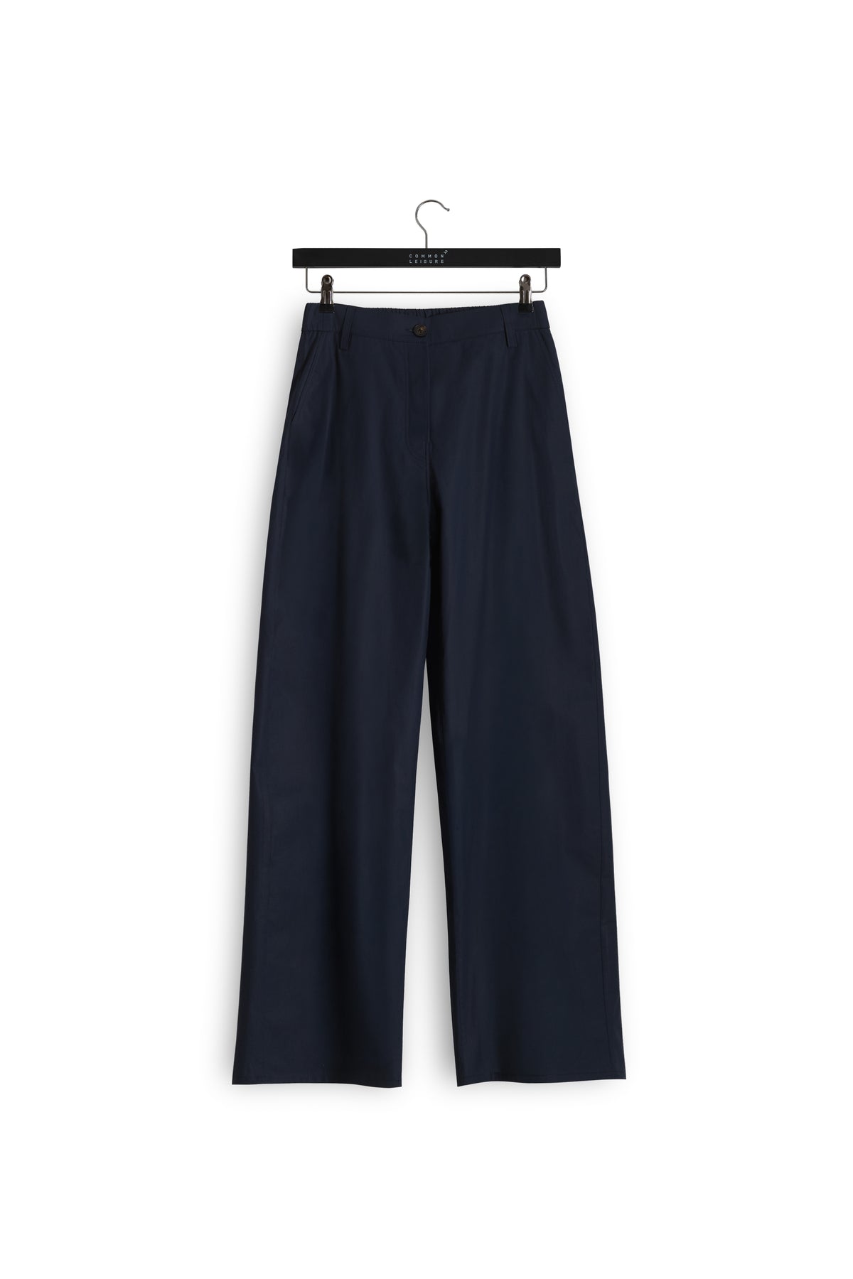 Soft Curve Barrel Pants | Cotton Poplin – Blue Black