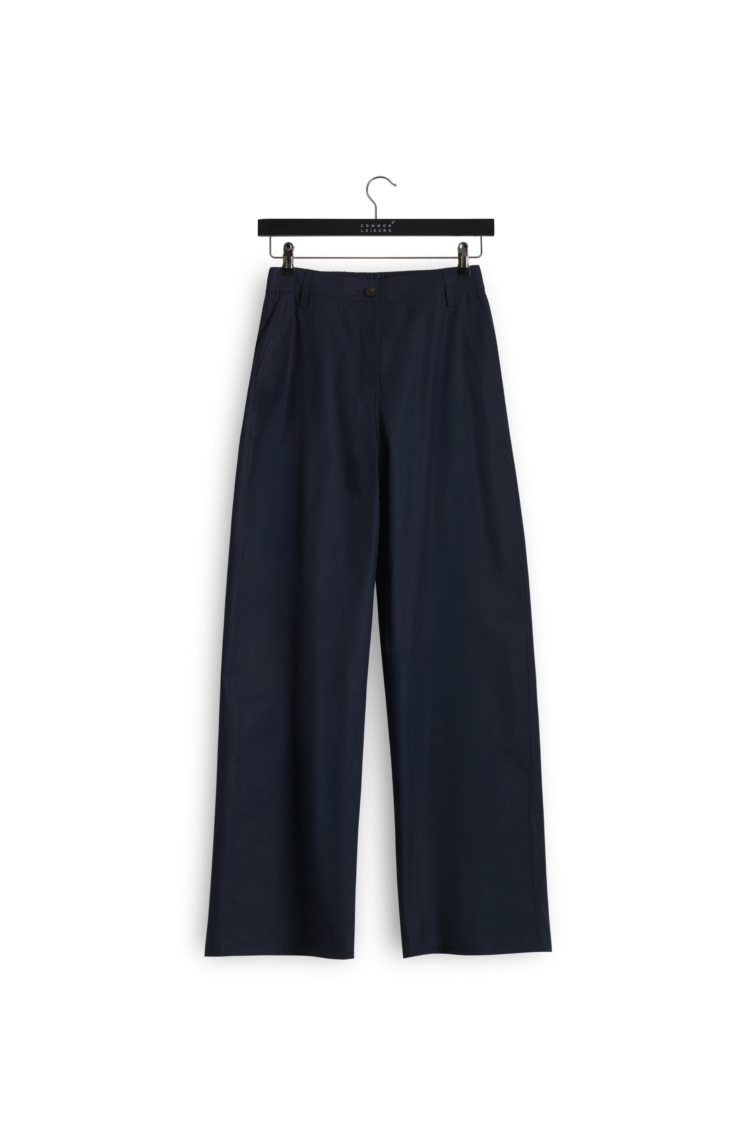 Soft Curve Barrel Pants | Cotton Poplin – Blue Black