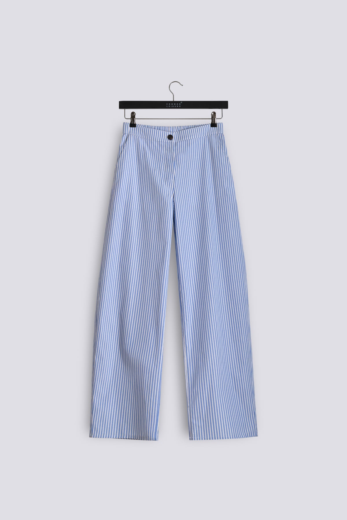 Soft Curve Barrel Pants | Cotton Poplin – Blue Stripe