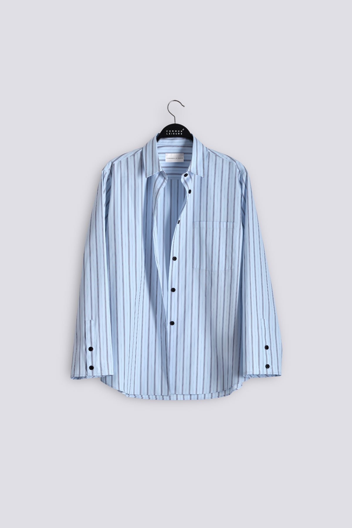 Stance Shirt | Cotton Poplin – Slate Blue / Black Stripe