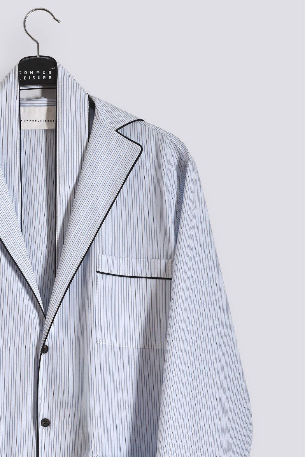 In Bloom Shirt | Cotton Poplin – Blue / Black Pinstripe