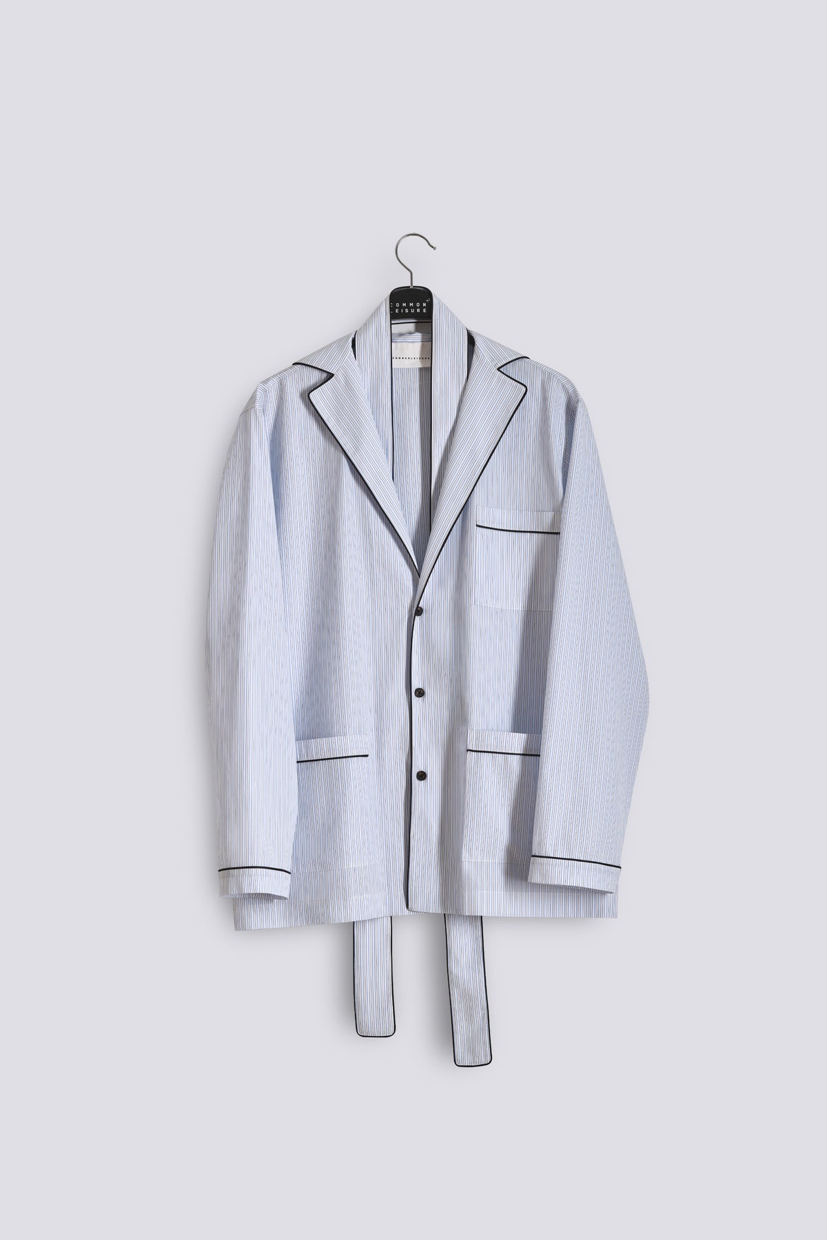 In Bloom Shirt | Cotton Poplin – Blue / Black Pinstripe