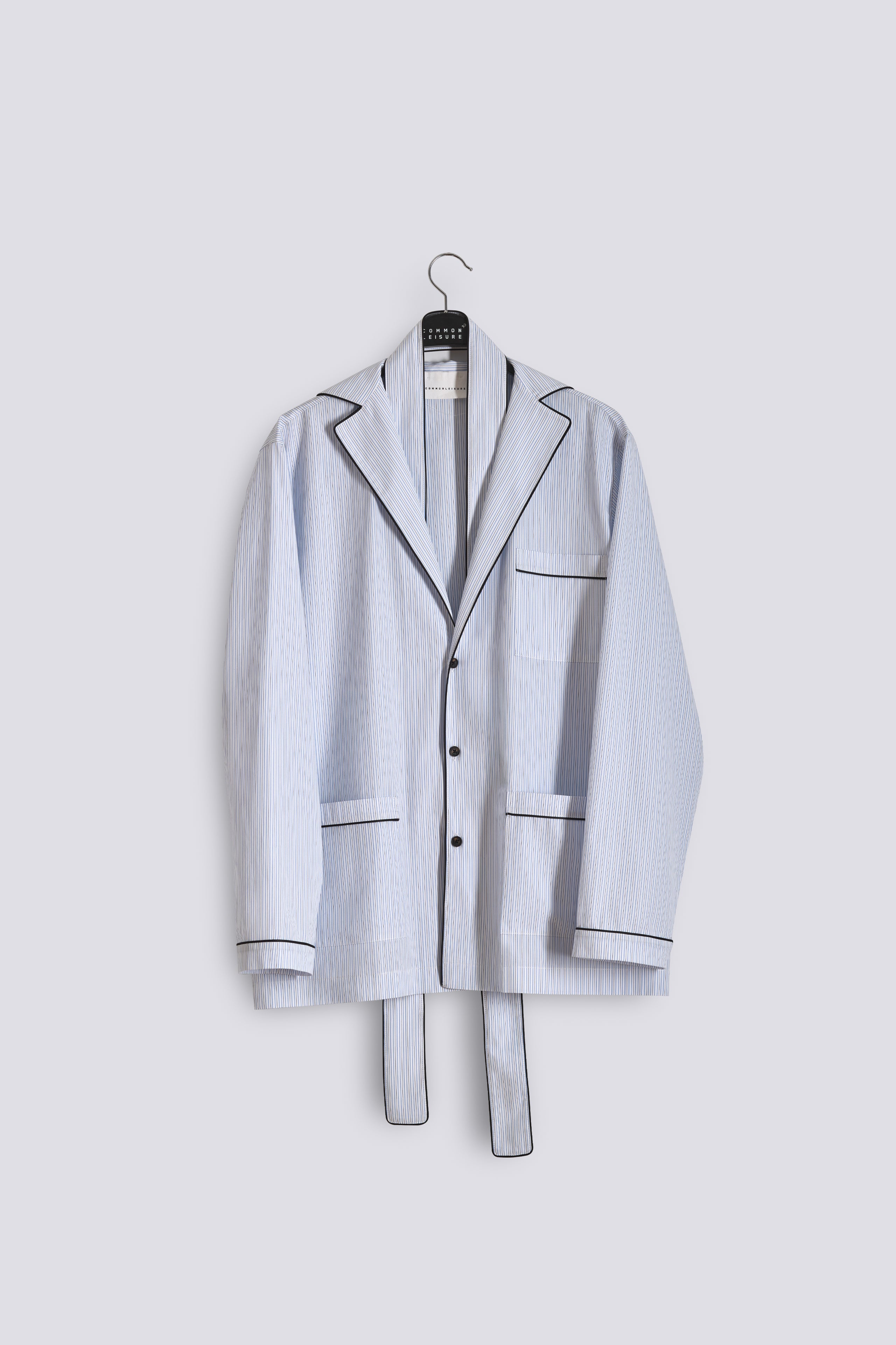 In Bloom Shirt | Cotton Poplin – Blue / Black Pinstripe