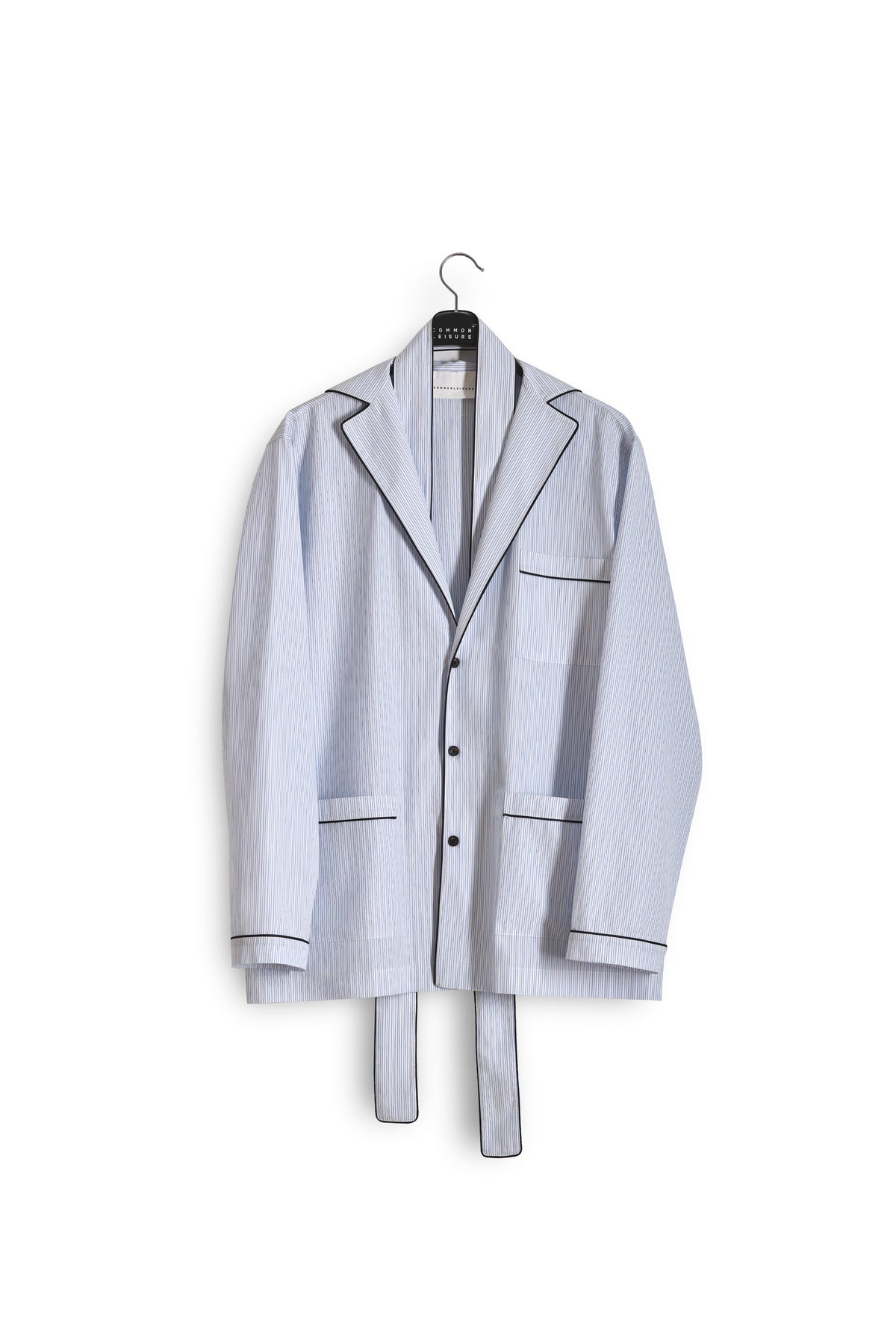 In Bloom Shirt | Cotton Poplin – Blue / Black Pinstripe
