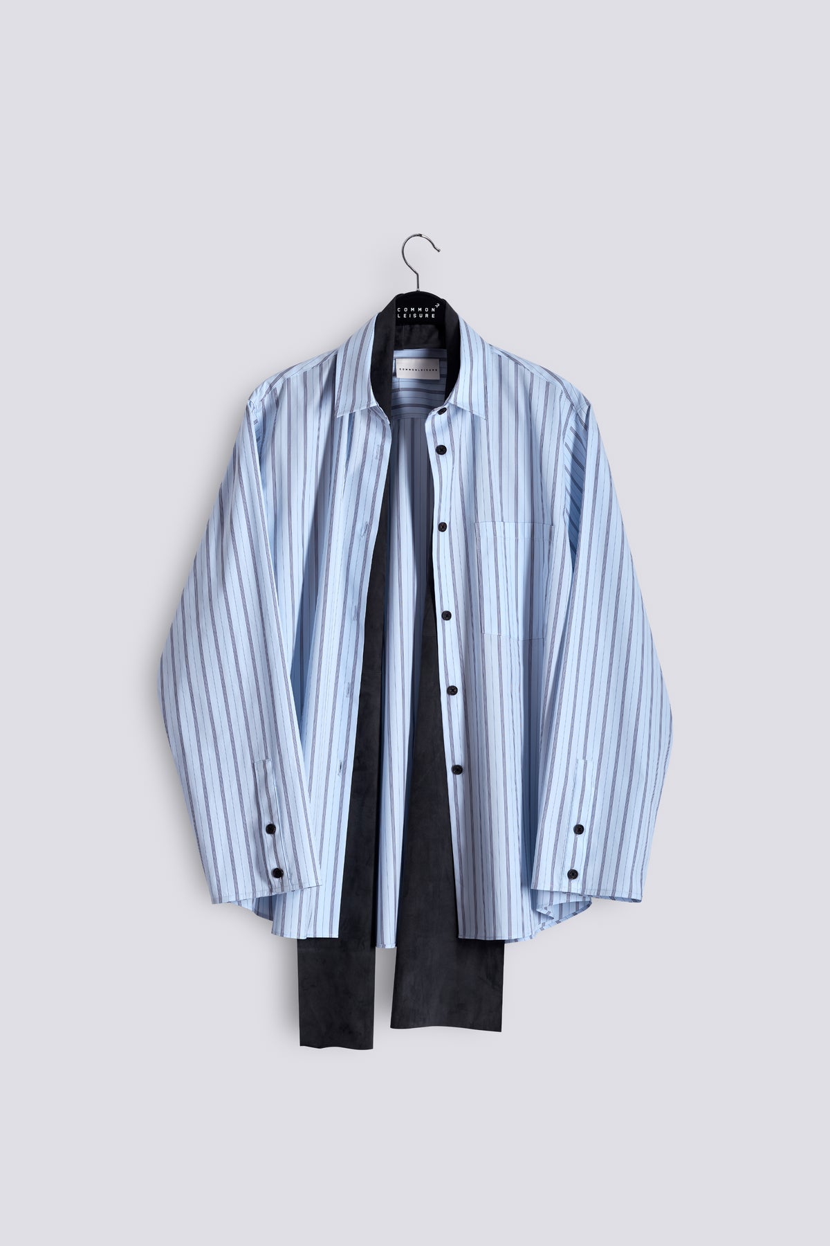 Stance Shirt | Cotton Poplin – Slate Blue / Black Stripe