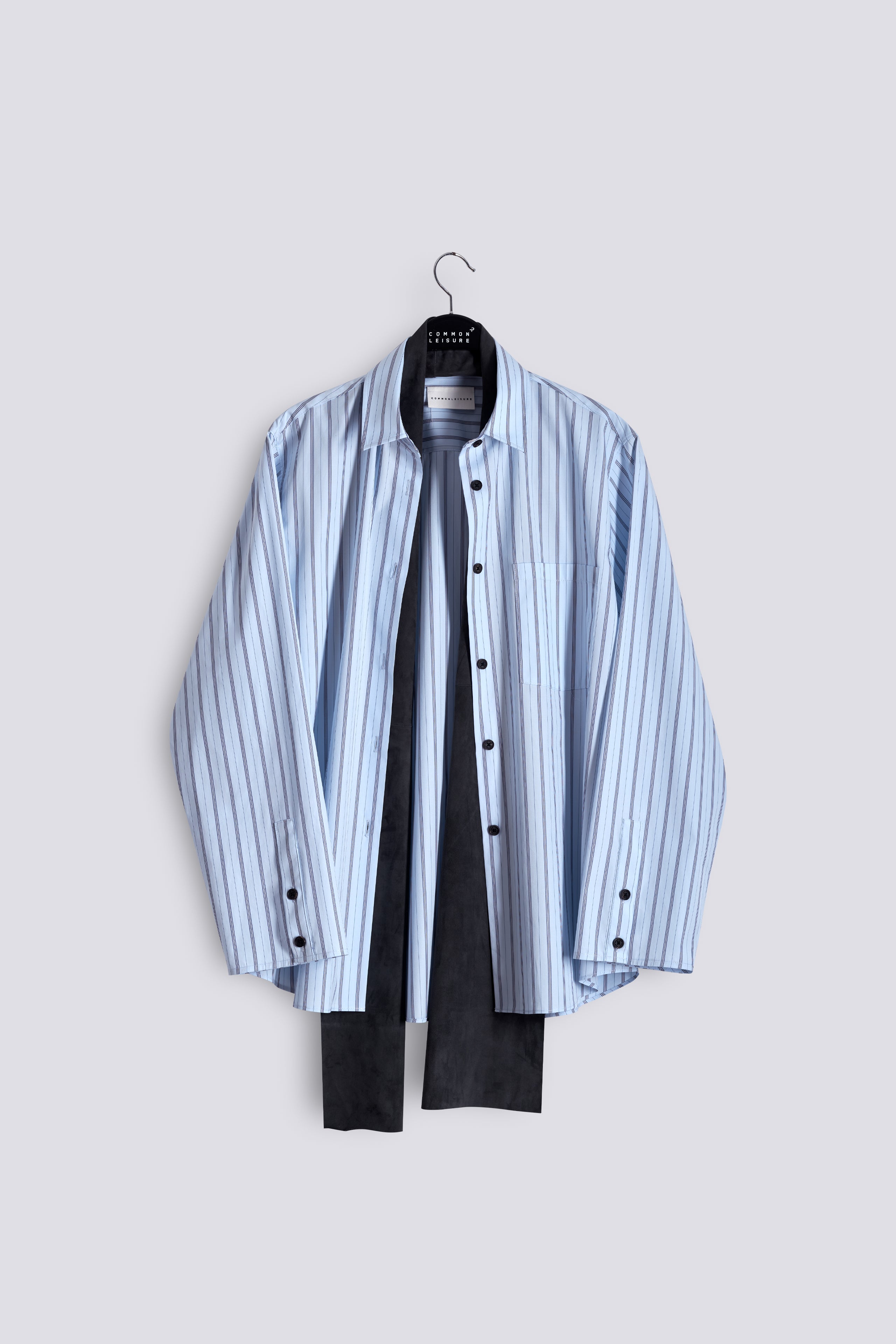 Stance Shirt | Cotton Poplin – Slate Blue / Black Stripe