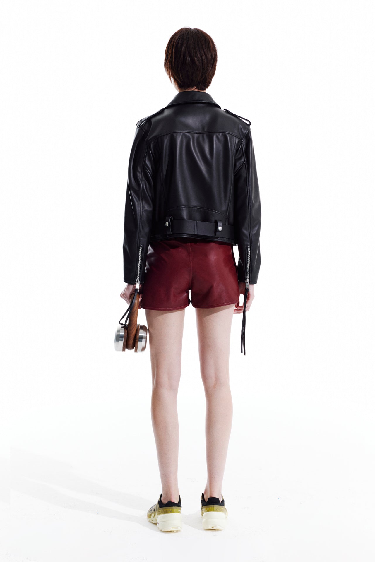 Leather Mini Shorts - Burgundy
