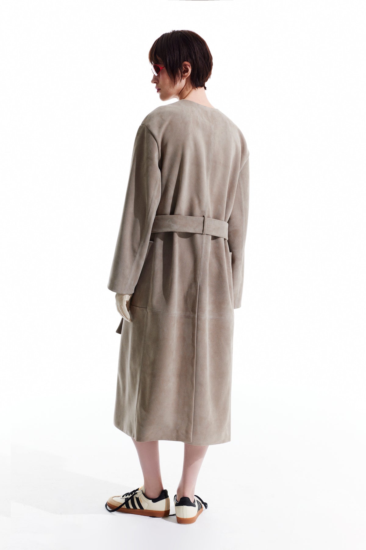Long Suede Cardigan - Beige Stone
