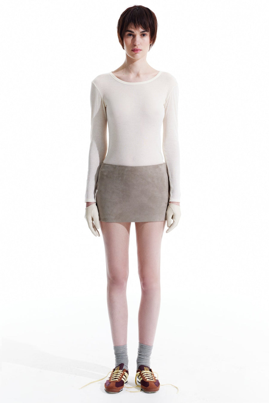 Mini Skirt | Suede – Stone Beige