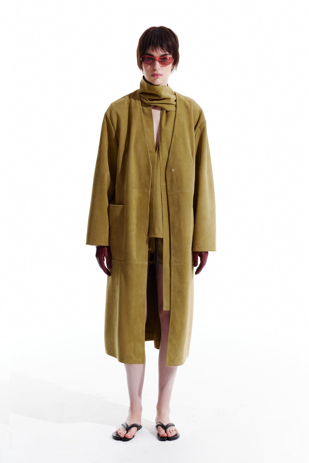 Long Suede Cardigan - Beige Stone
