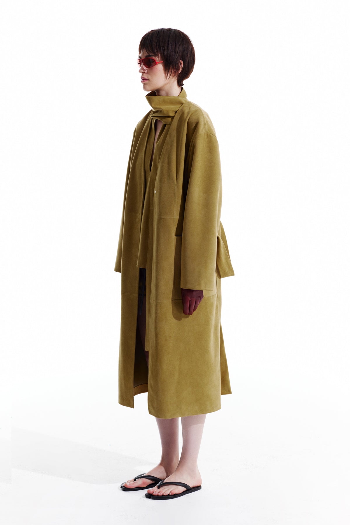 Long Suede Cardigan - Beige Stone