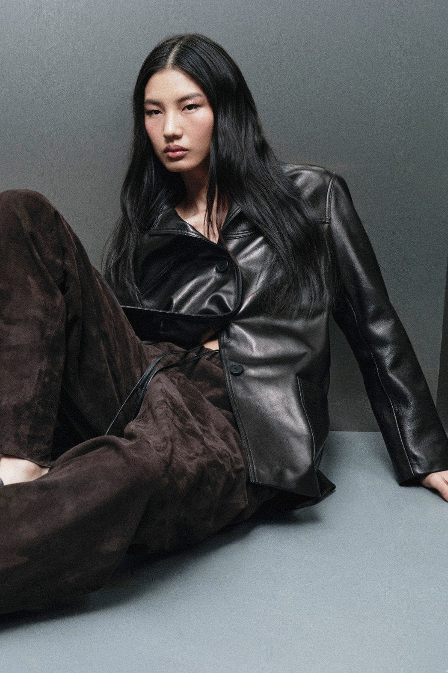 Workwear Jacket | Leather – Glossy Black