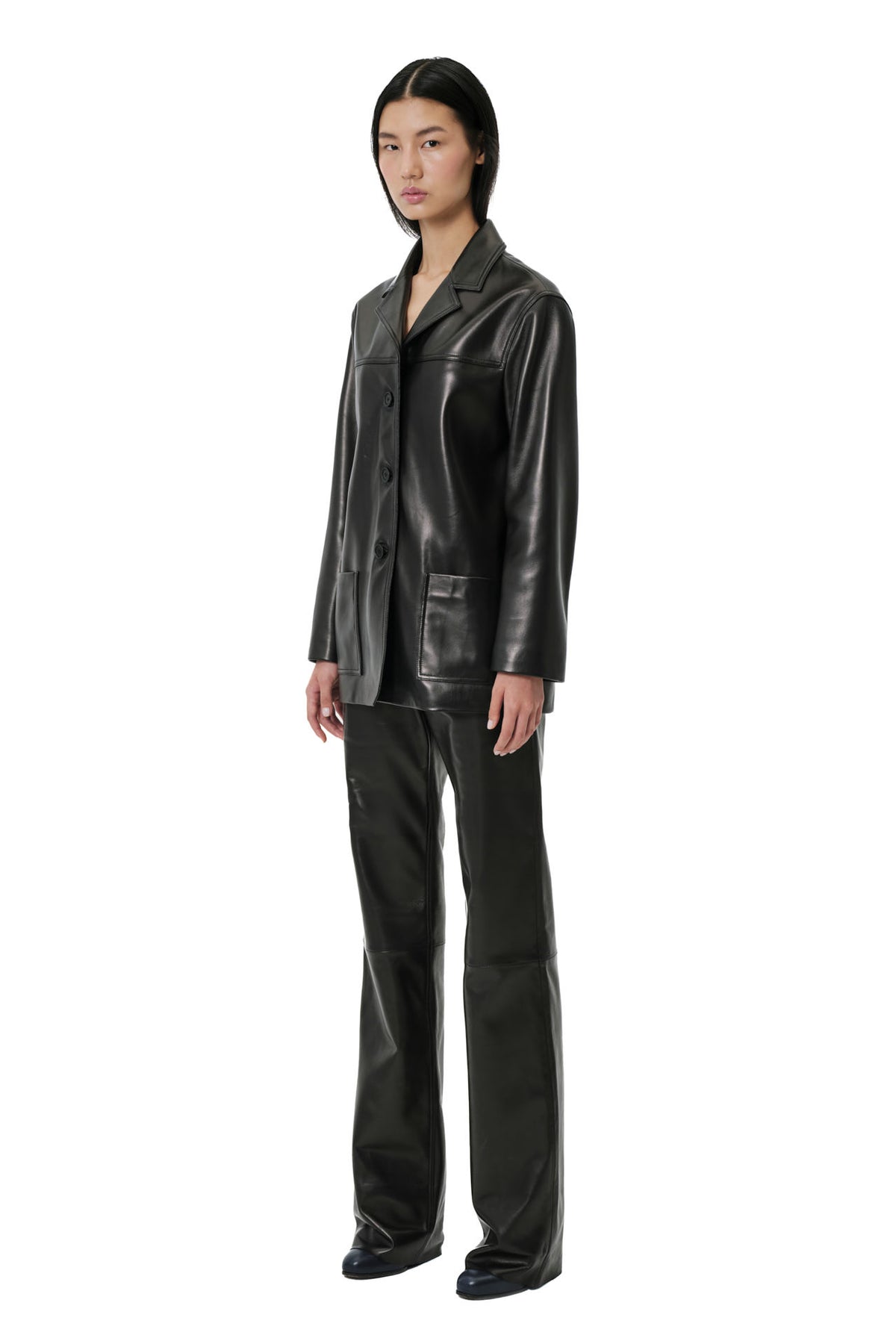 Workwear Jacket | Leather – Glossy Black