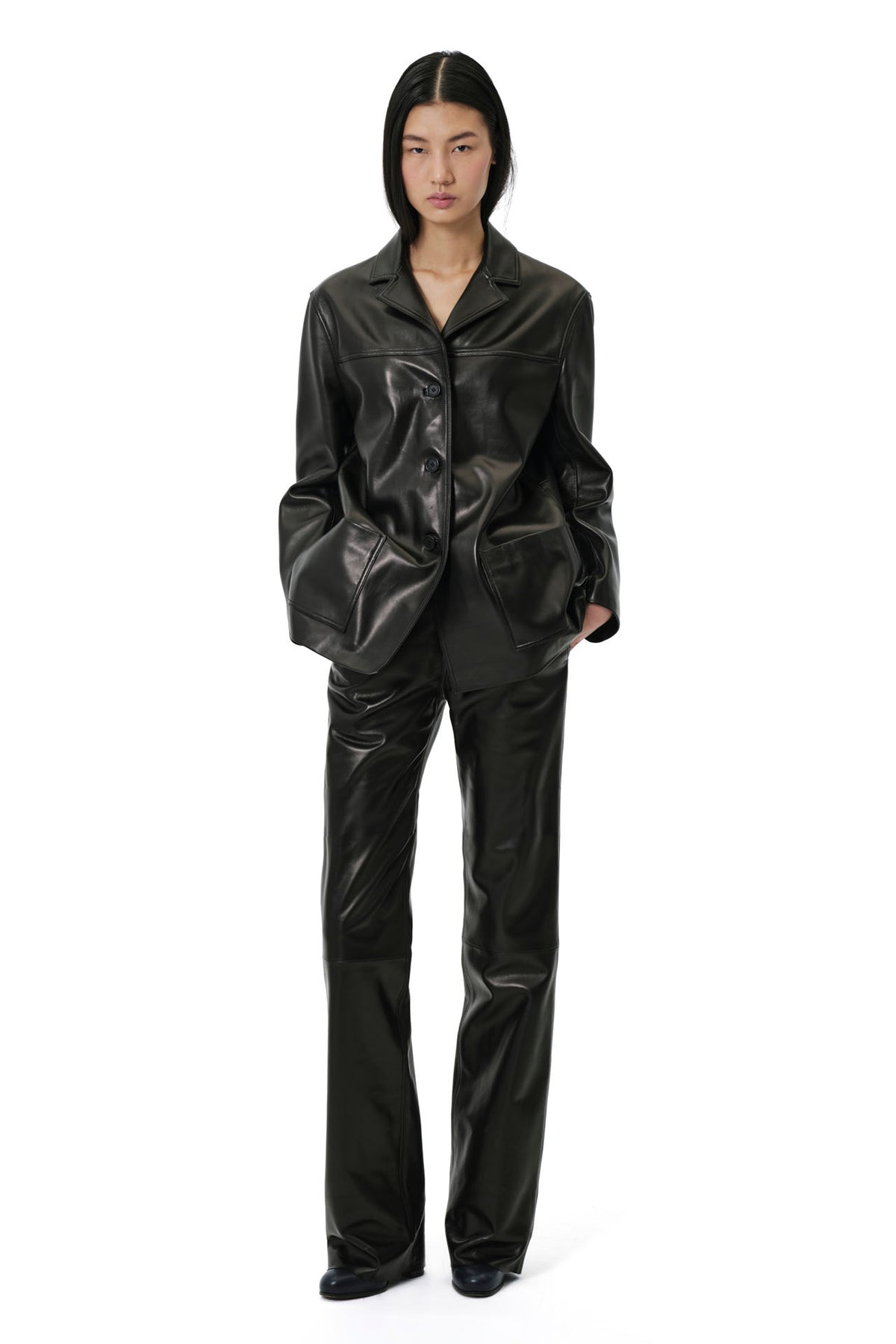 Workwear Jacket | Leather – Glossy Black