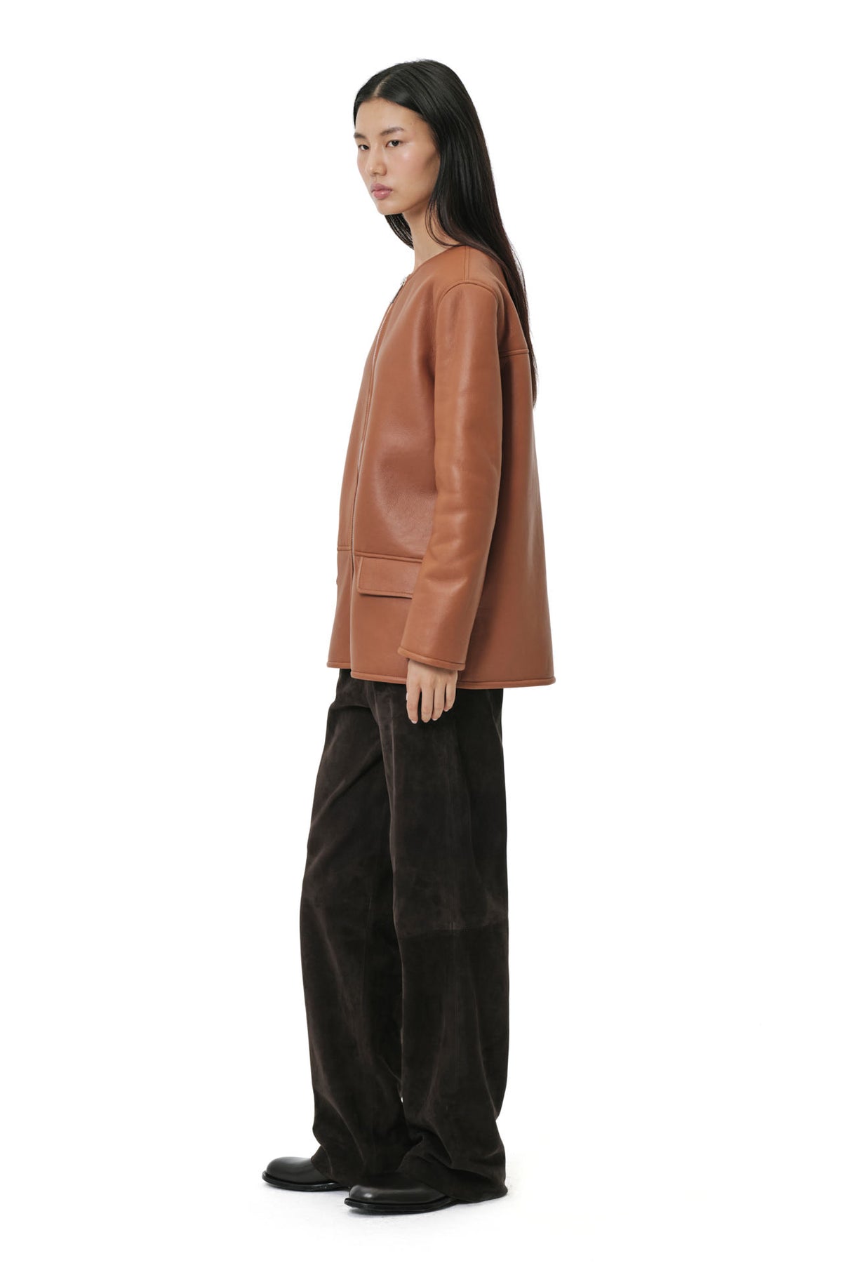 Still Jacket | Semi-Curly Merino Shearling - Cognac & Dark Chocolate
