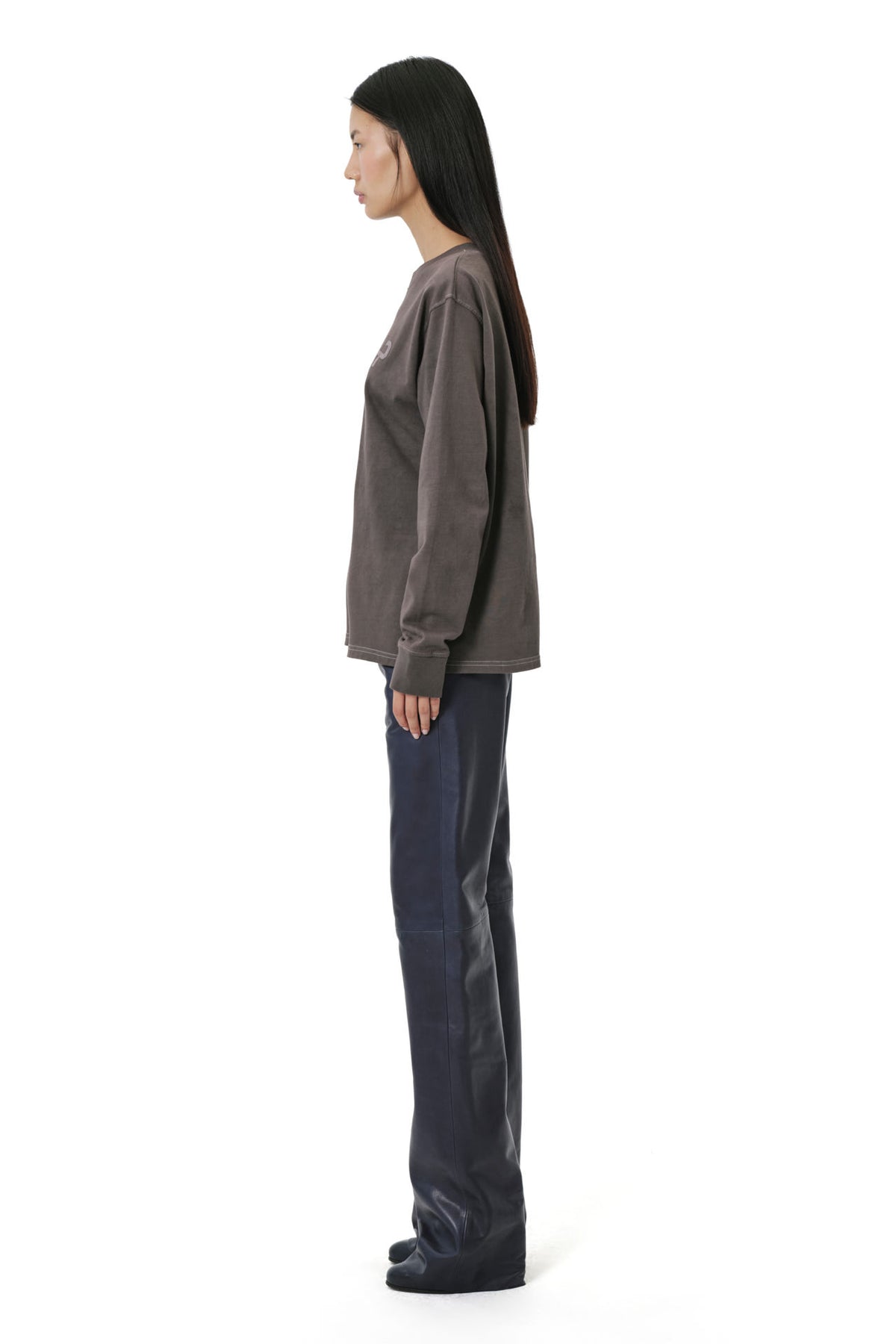 Bootcut Pants | Leather – Navy
