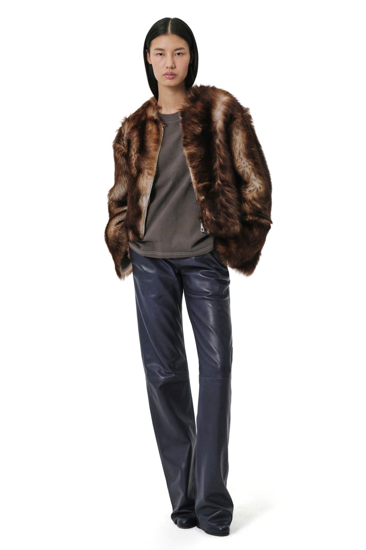 Bootcut Pants | Leather – Navy