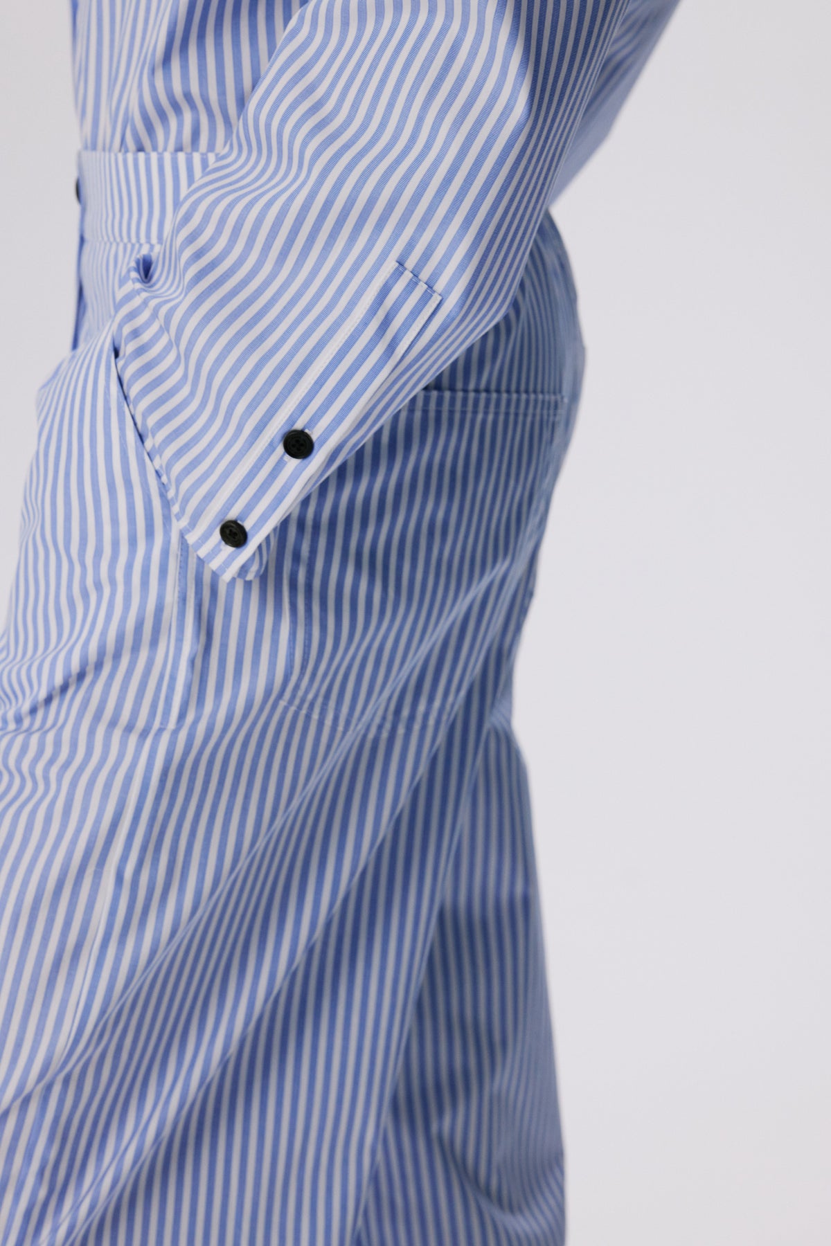 Soft Curve Barrel Pants | Cotton Poplin – Blue Stripe