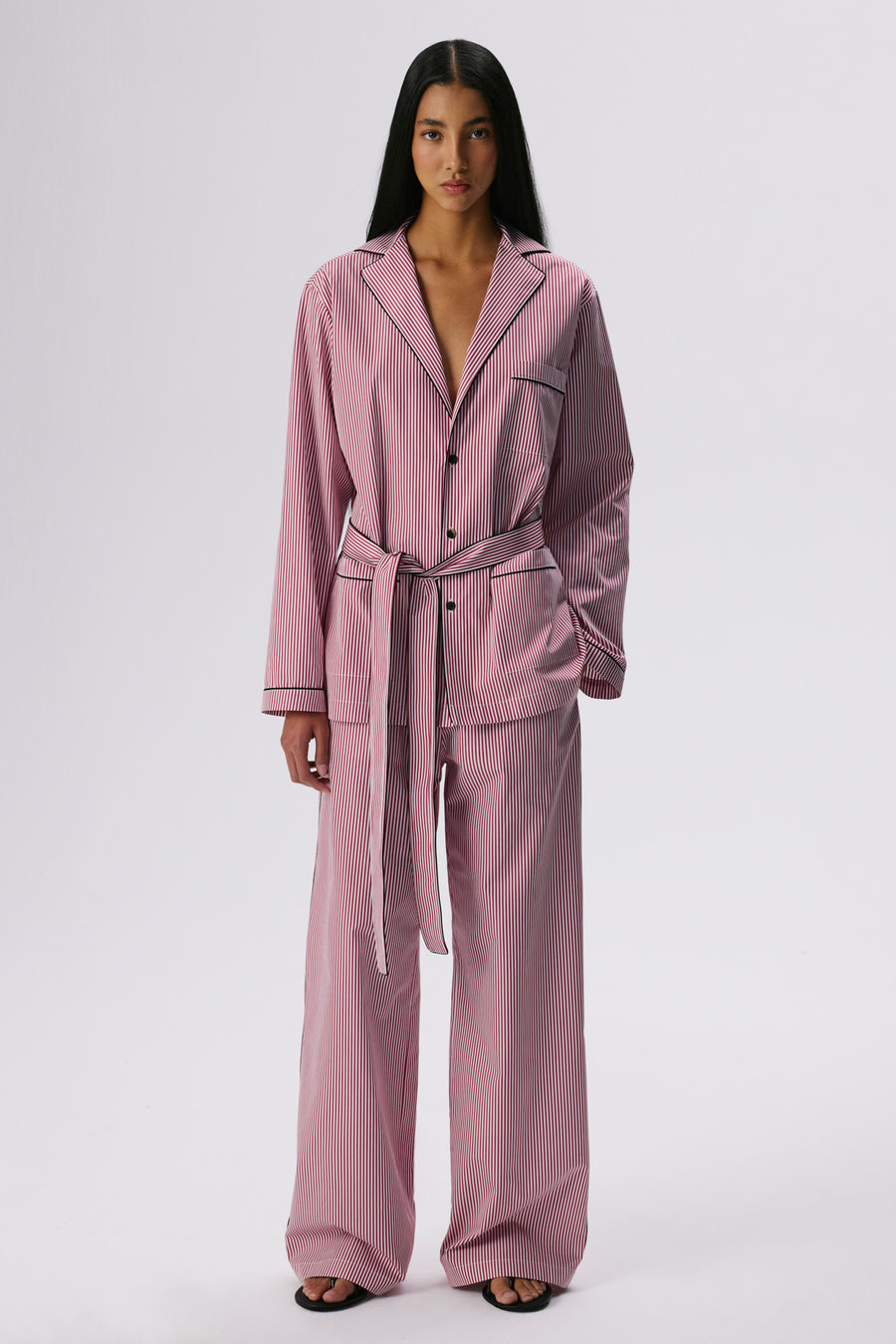 Lounge Pants | Cotton Poplin – Red Stripe