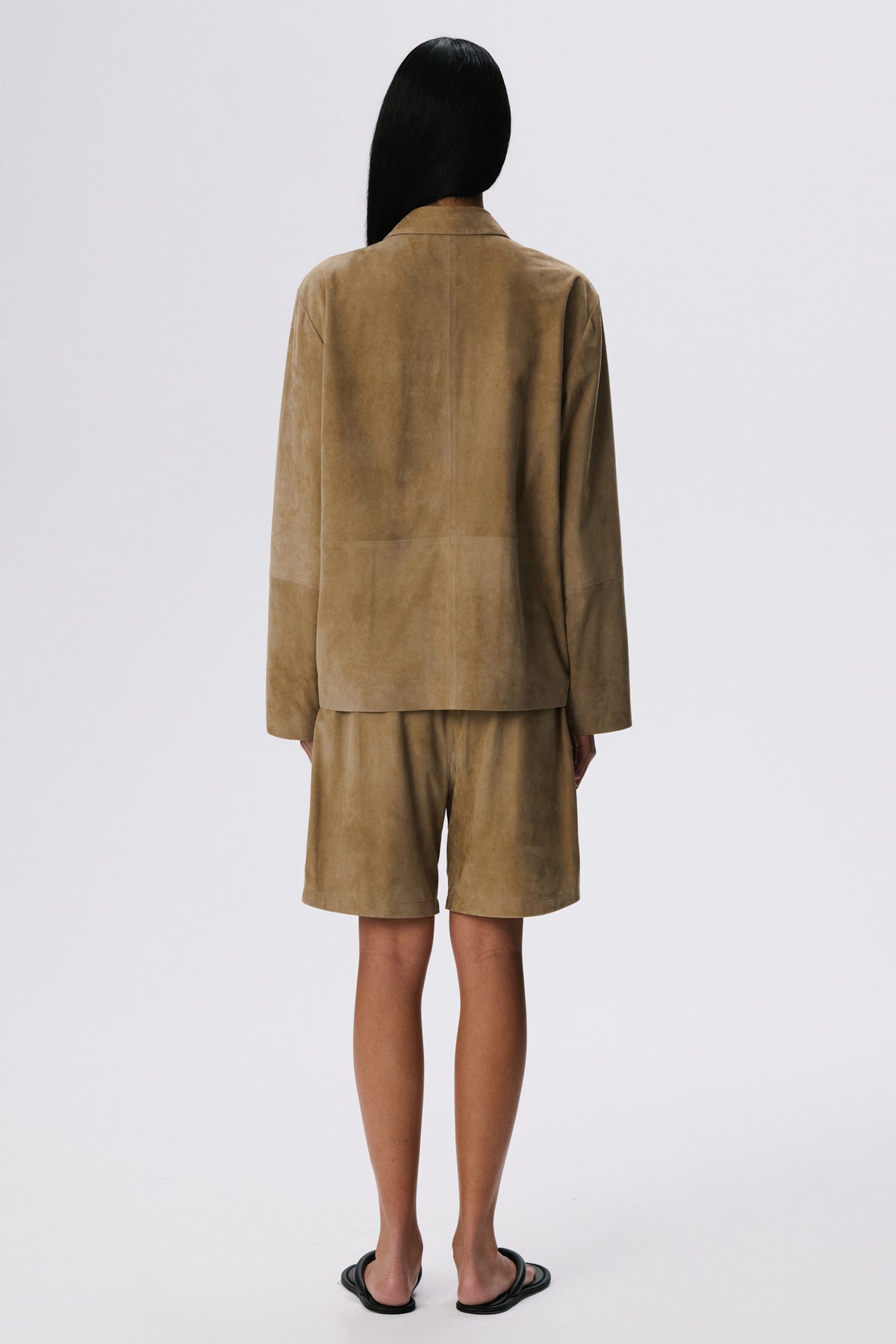 Pyjama Shirt Jacket | Metis Suede – British Khaki