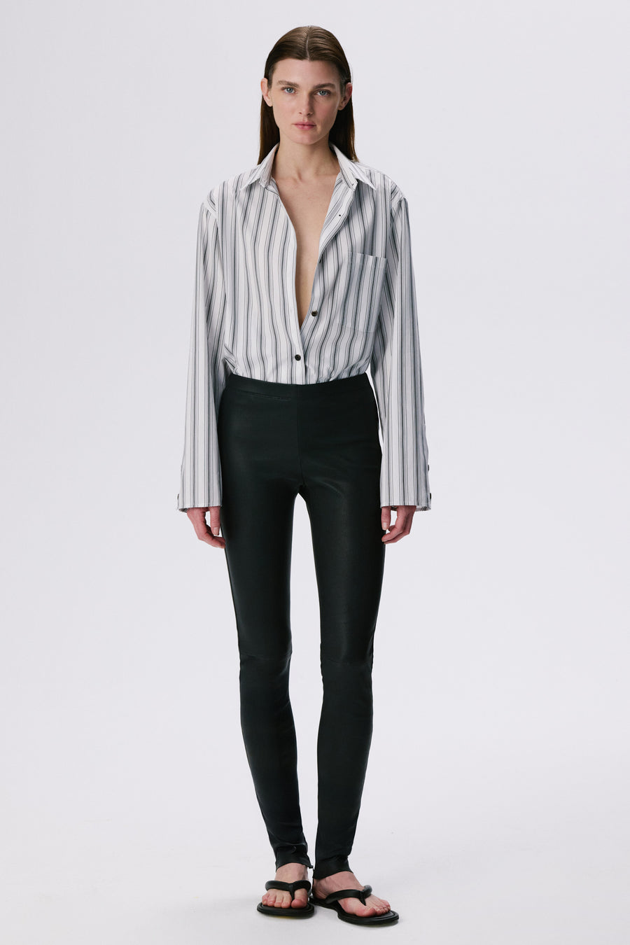 Stretch Leather Leggings | Black