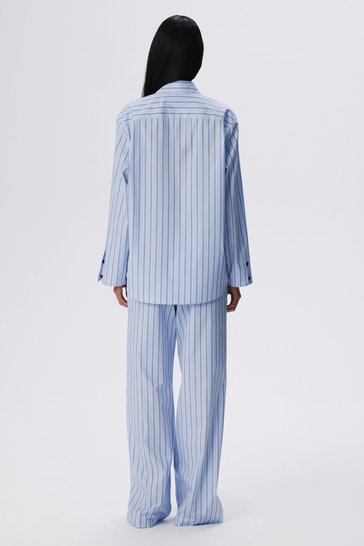 Stance Shirt | Cotton Poplin – Slate Blue / Black Stripe