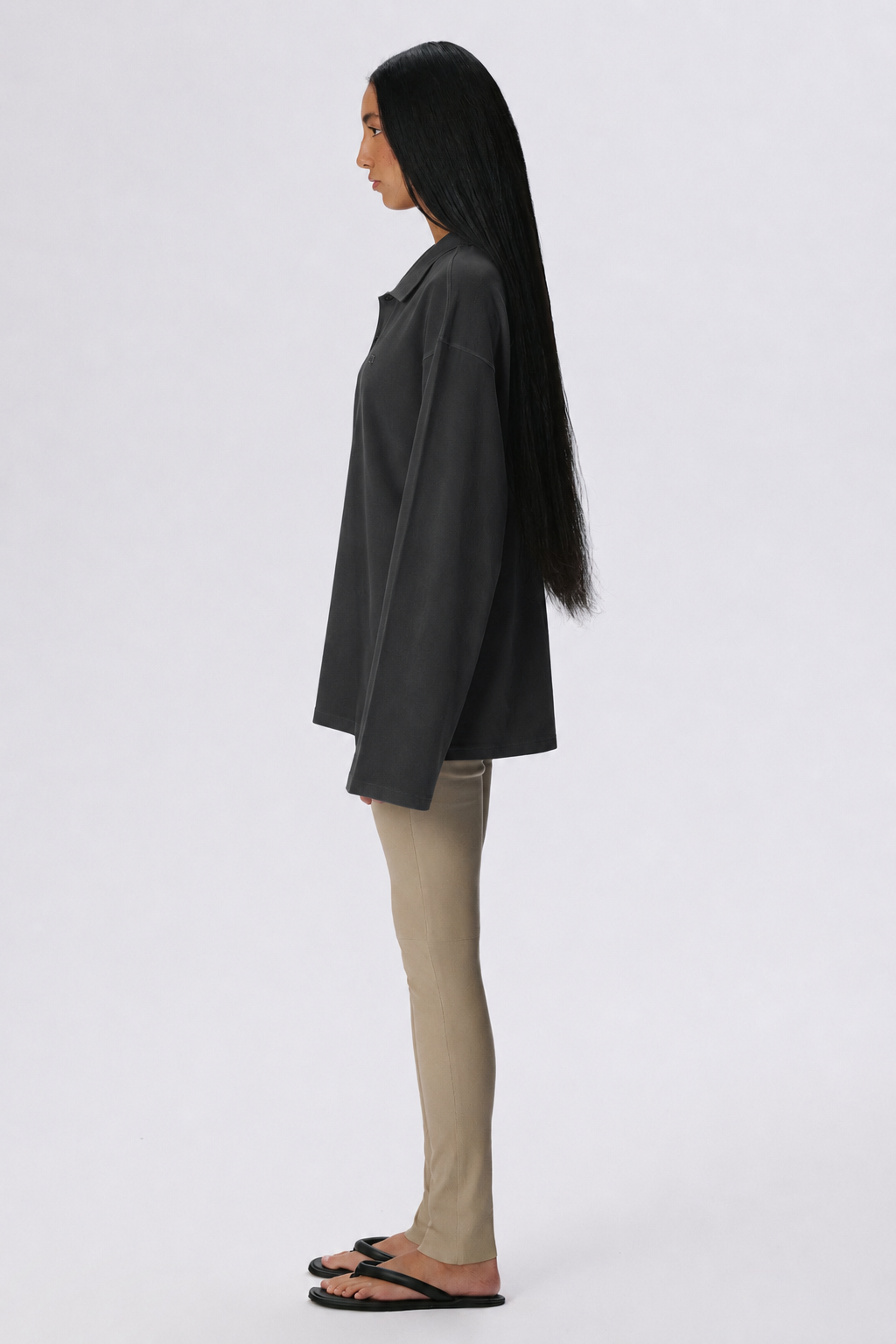 Long Sleeve Polo Shirt | Cotton Piqué – Graphite