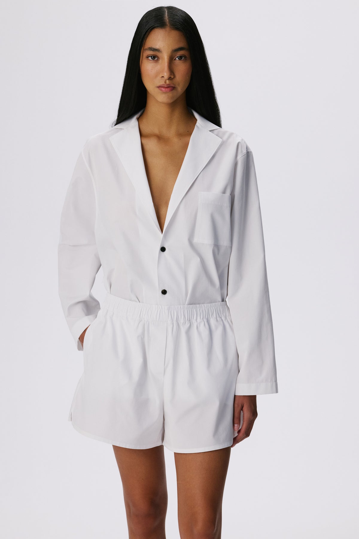 Lounge Shorts | Cotton Poplin – White