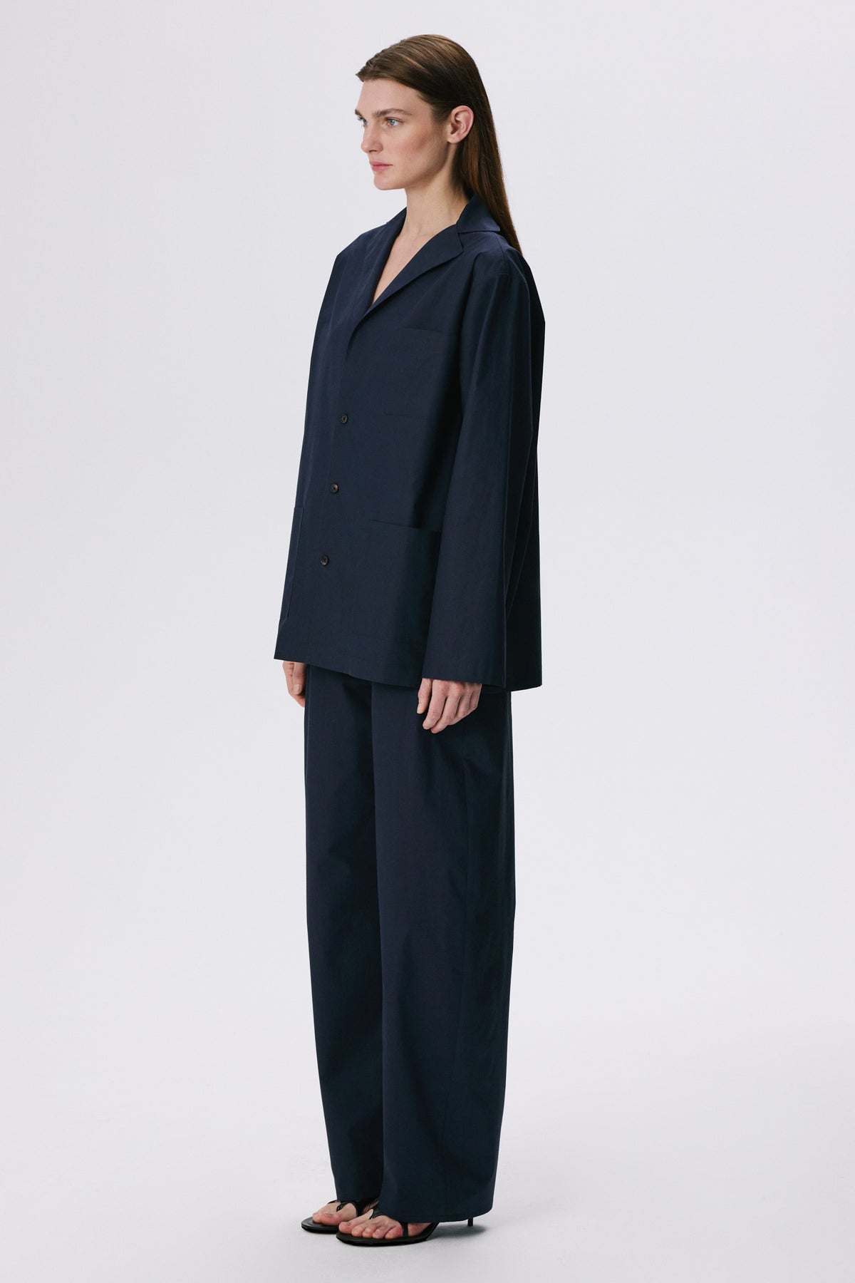 In Bloom Shirt | Cotton Poplin – Blue Black