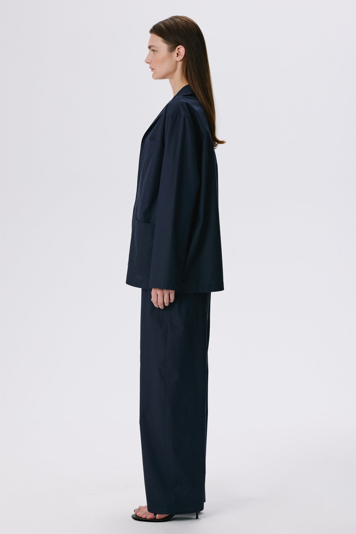 In Bloom Shirt | Cotton Poplin – Blue Black