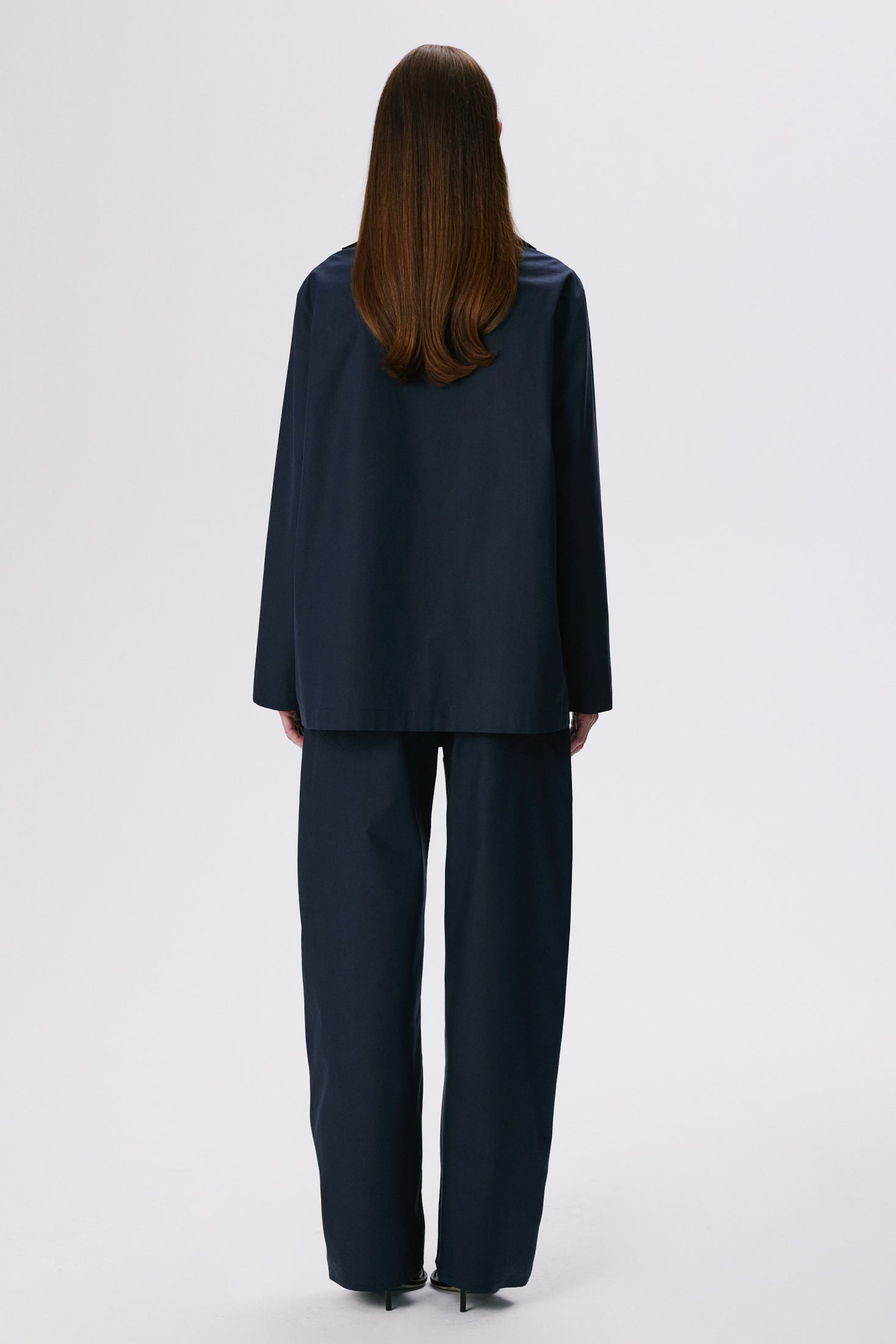 In Bloom Shirt | Cotton Poplin – Blue Black