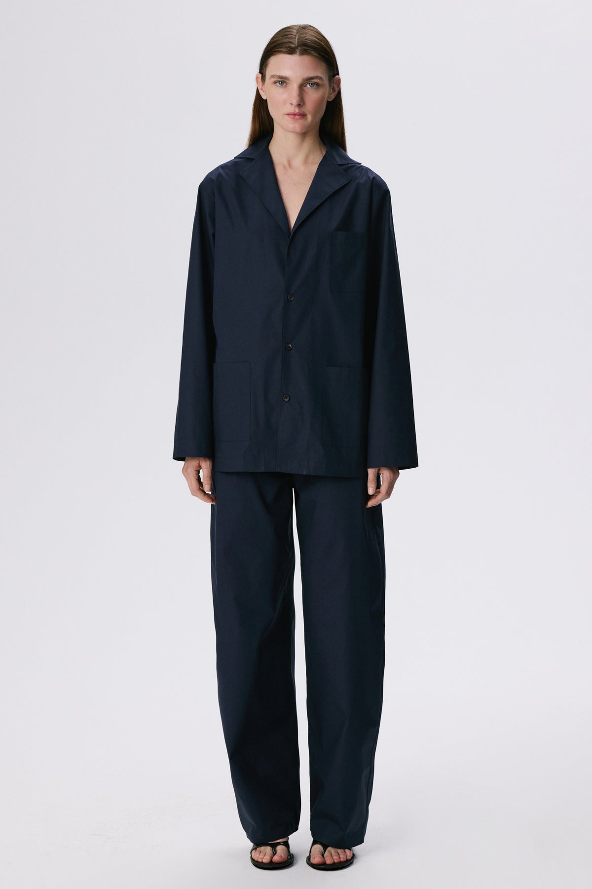 In Bloom Shirt | Cotton Poplin – Blue Black