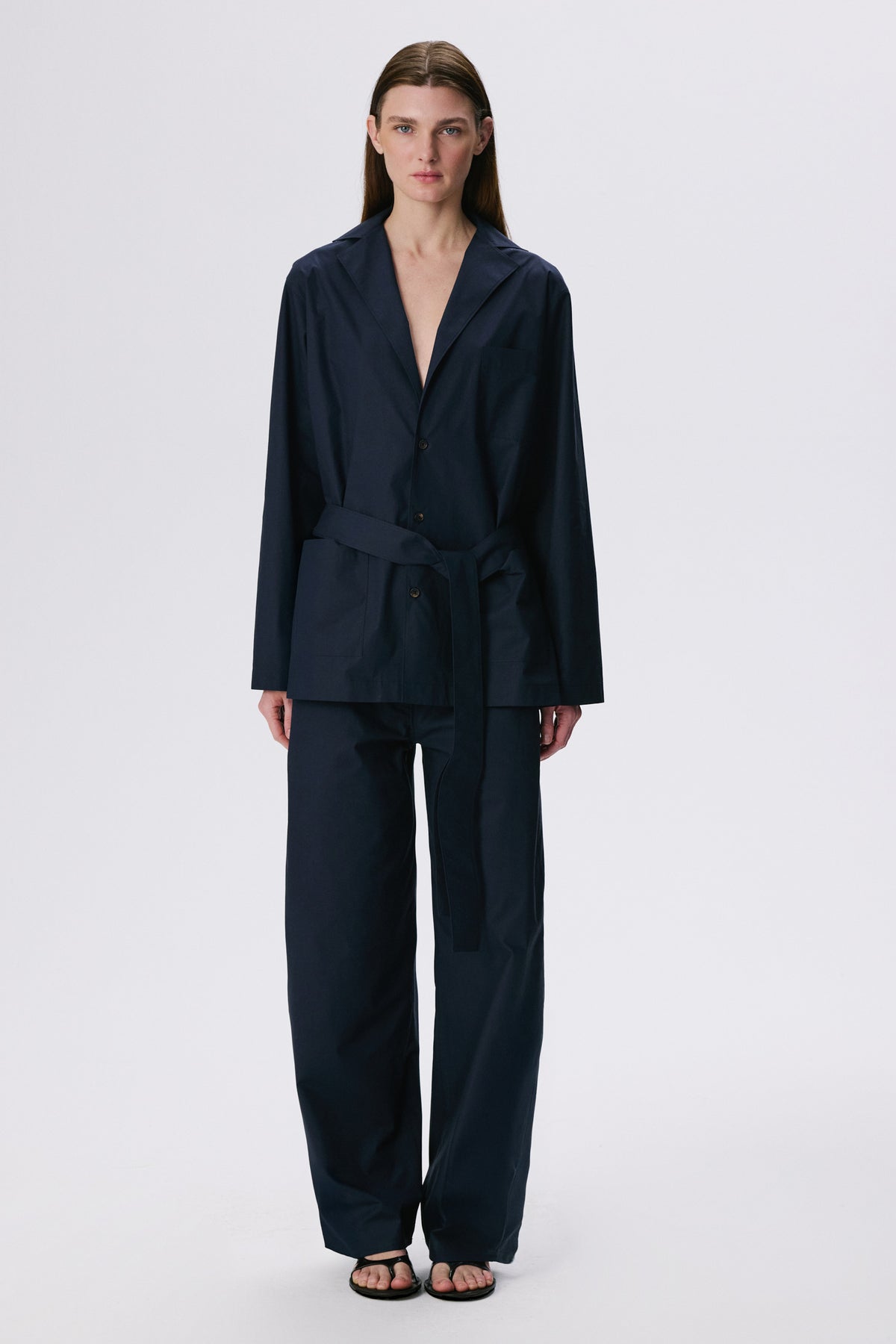 In Bloom Shirt | Cotton Poplin – Blue Black