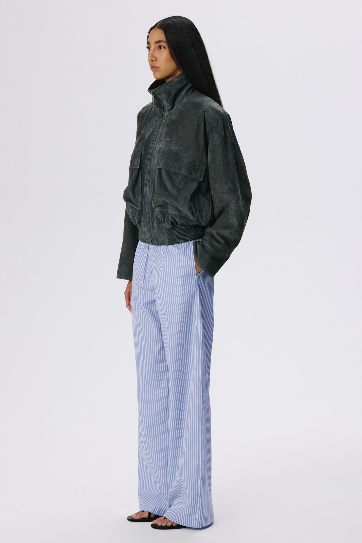 Lounge Pants | Cotton Poplin – Bright Blue Stripe