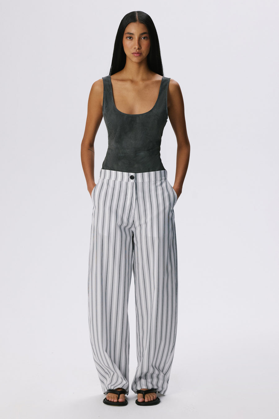 No Time Bodysuit | Metis Suede – Graphite