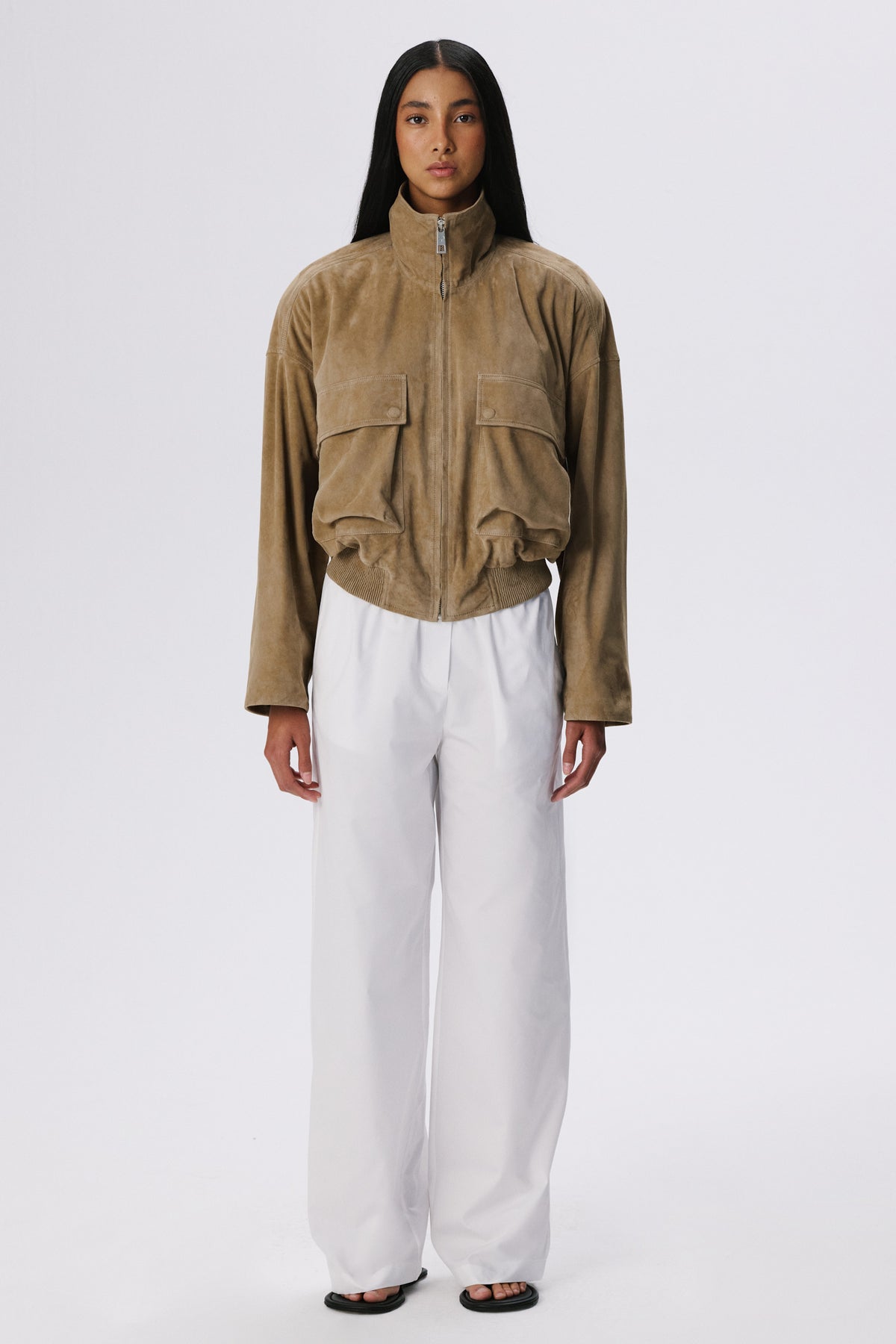 Fluid Bomber Jacket | Metis Suede – British Khaki