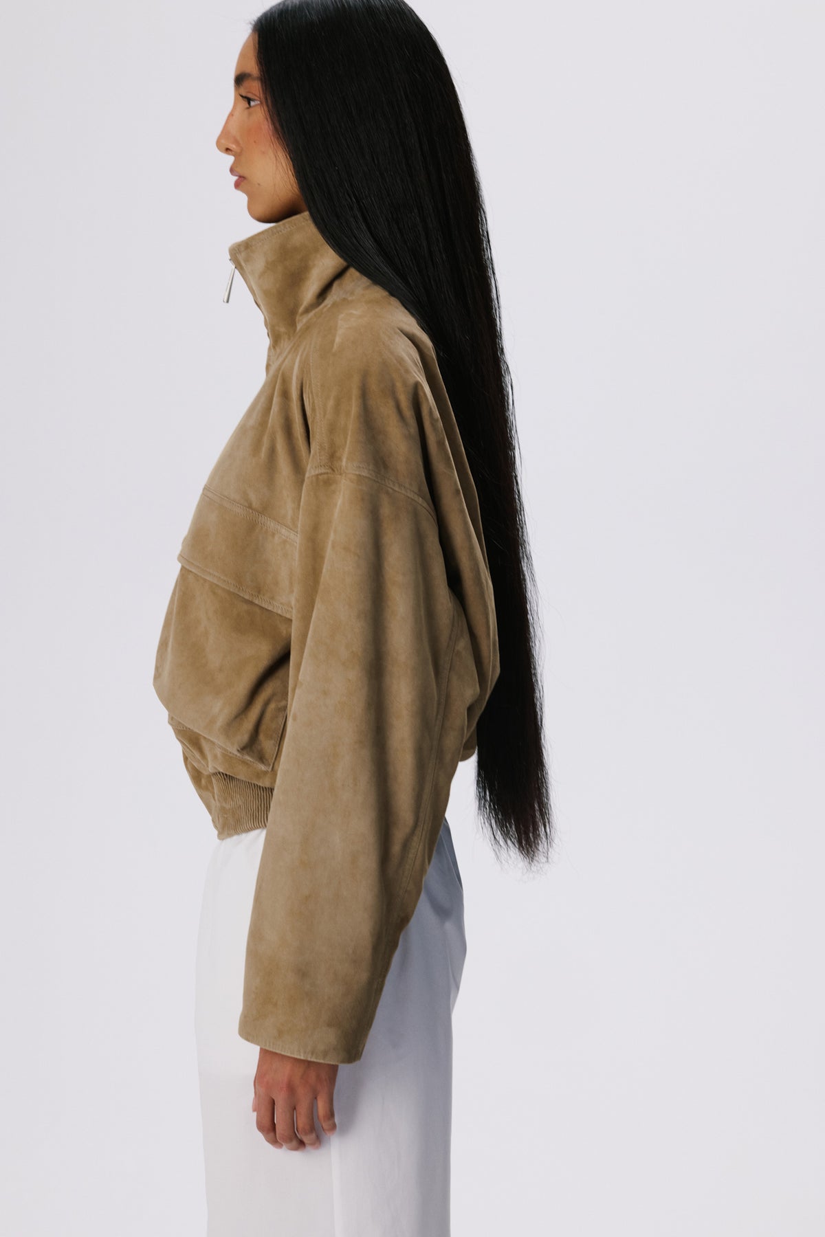 Fluid Bomber Jacket | Metis Suede – British Khaki