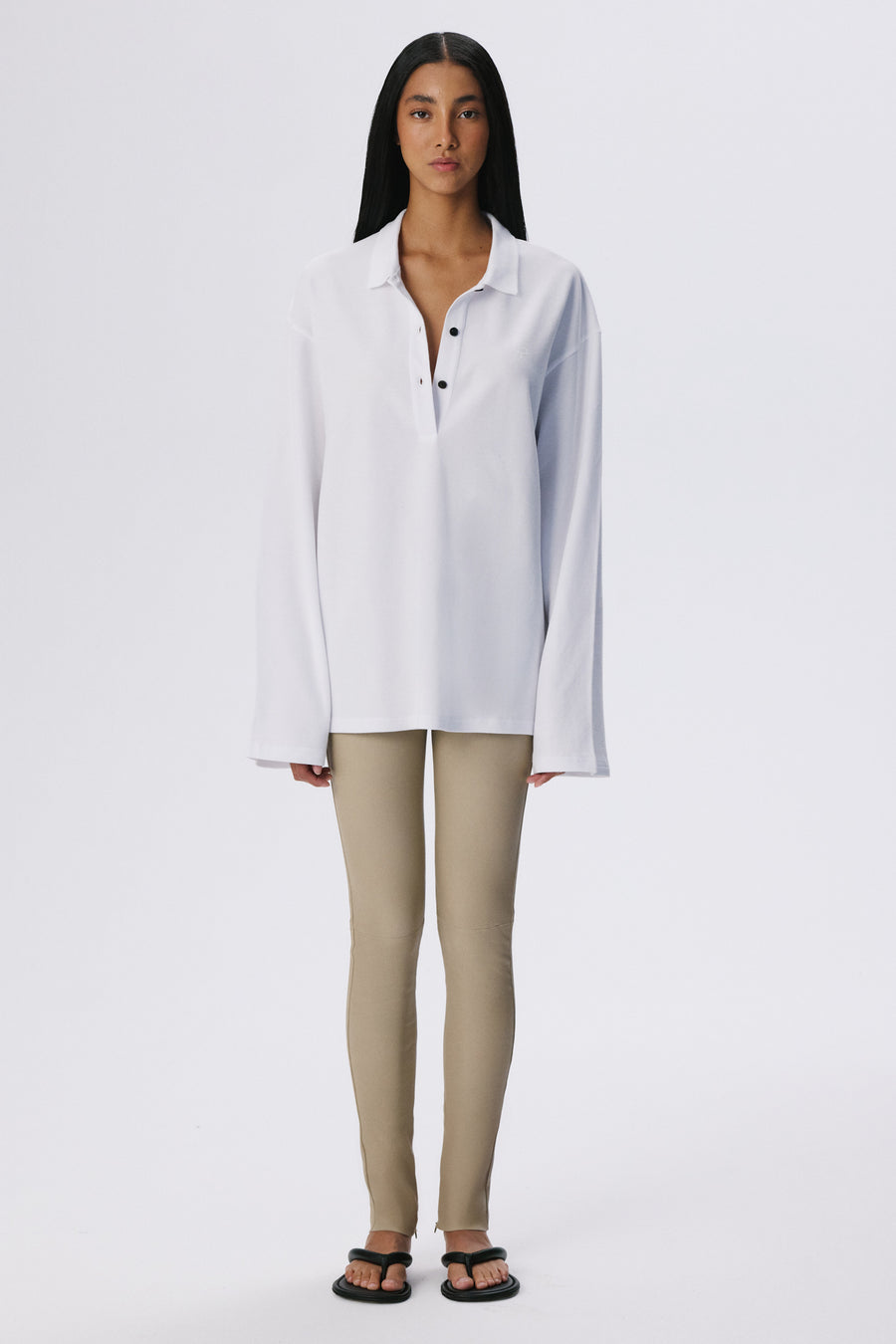 Stretch Leather Leggings | Beige