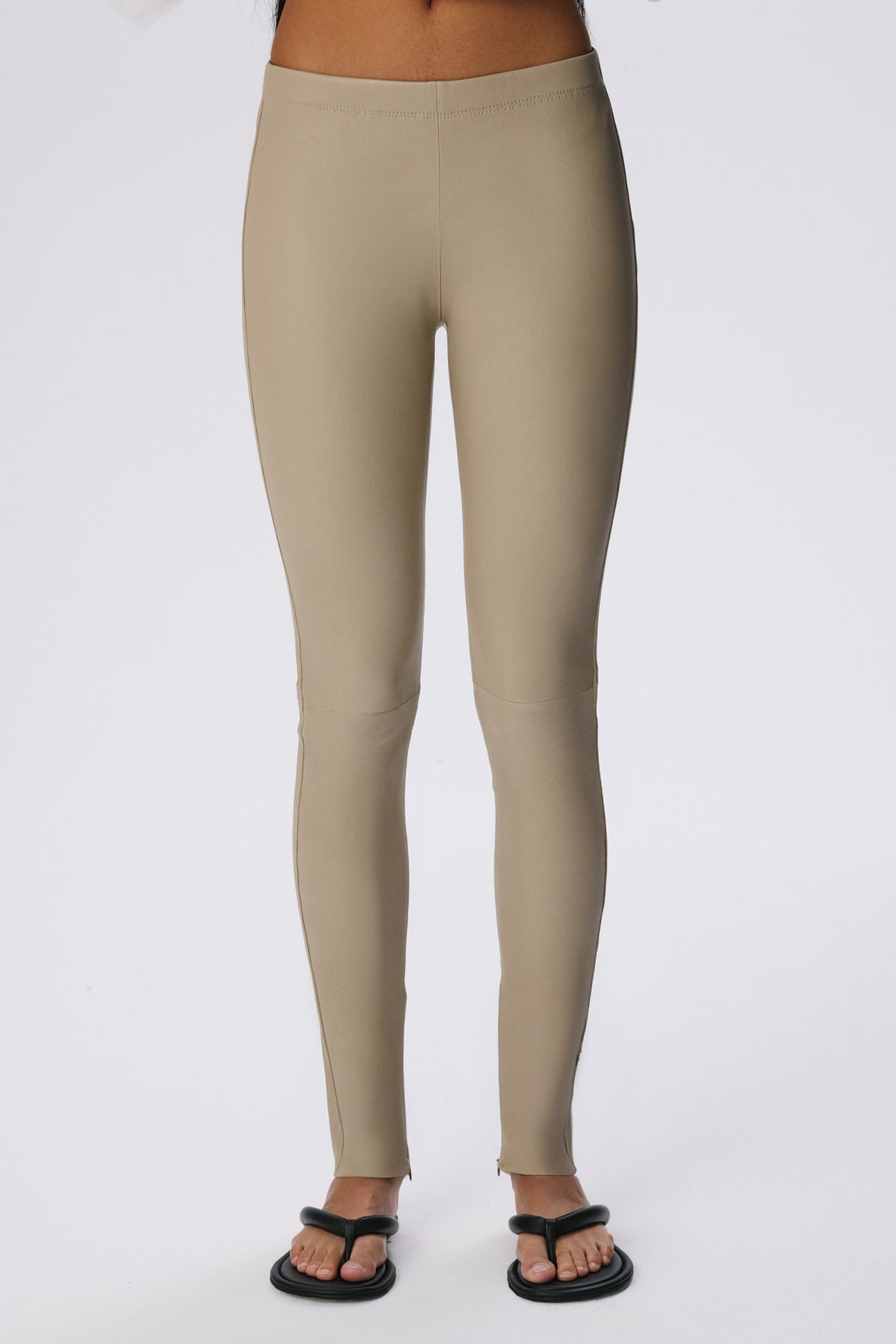 Stretch Leather Leggings | Beige