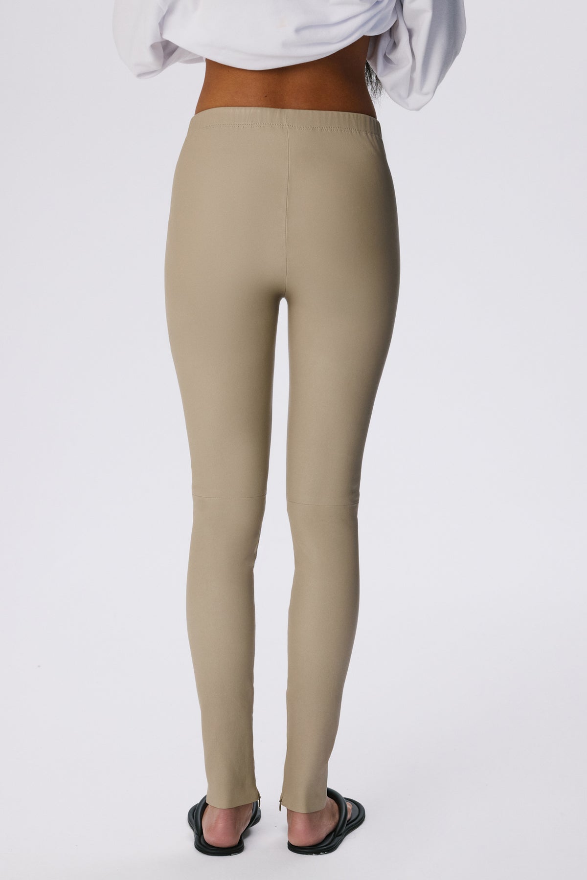 Stretch Leather Leggings | Beige